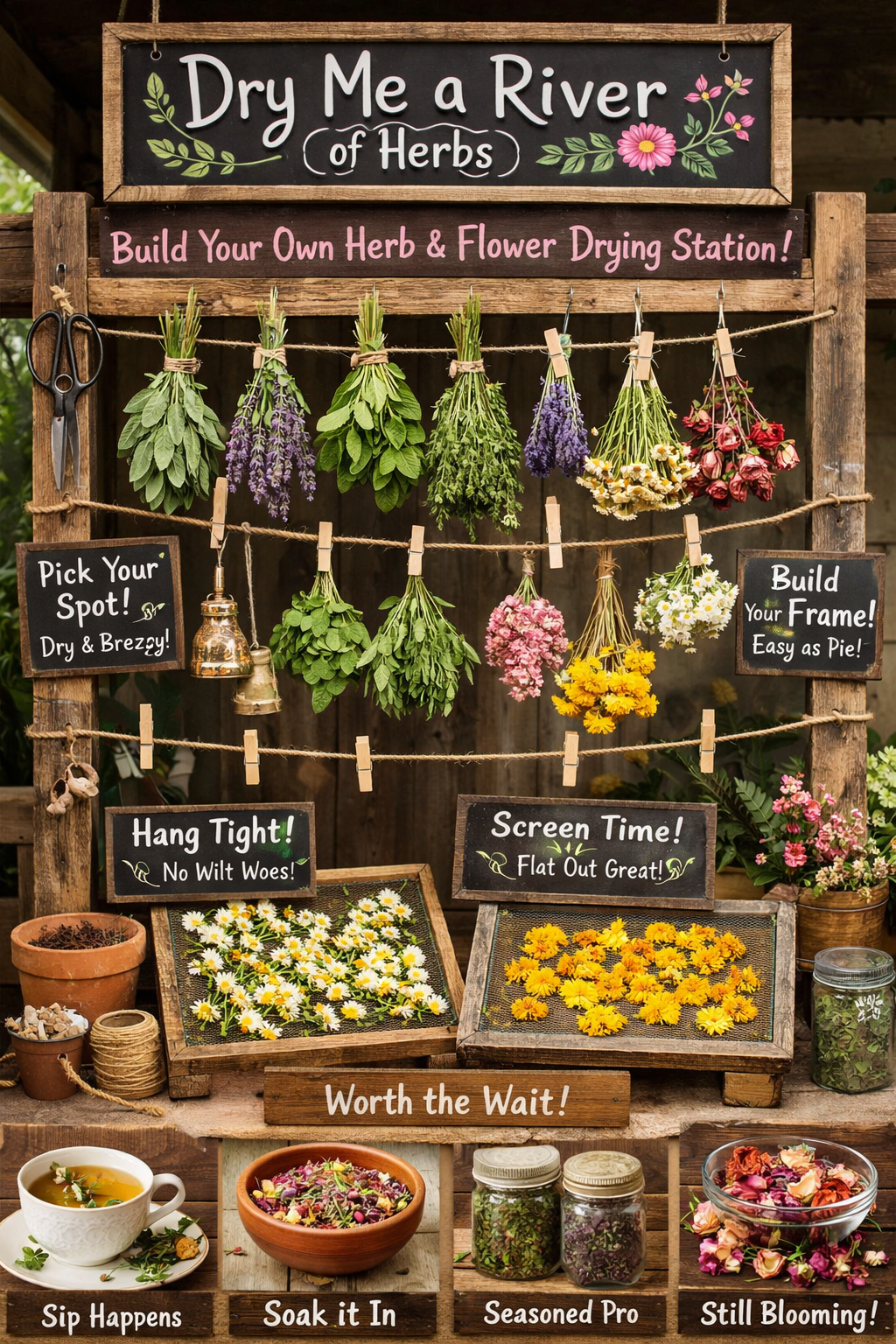 🌿 “Dry Me a River (of Herbs): Build Your Own Herb &amp; Flower Drying Station!” 🌸