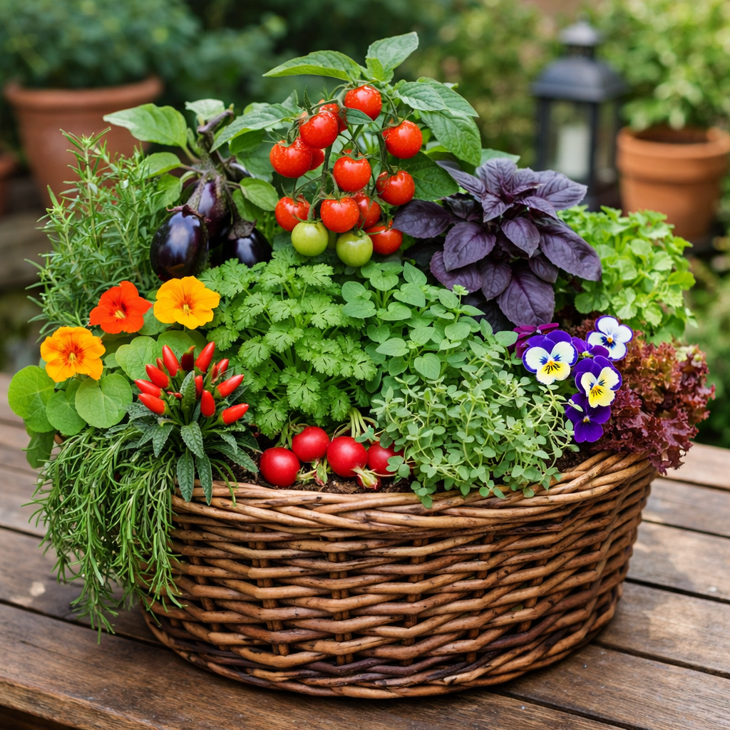 How to Grow an Italian Basket Garden: Herbs, Vegetables & Recipes in One Container