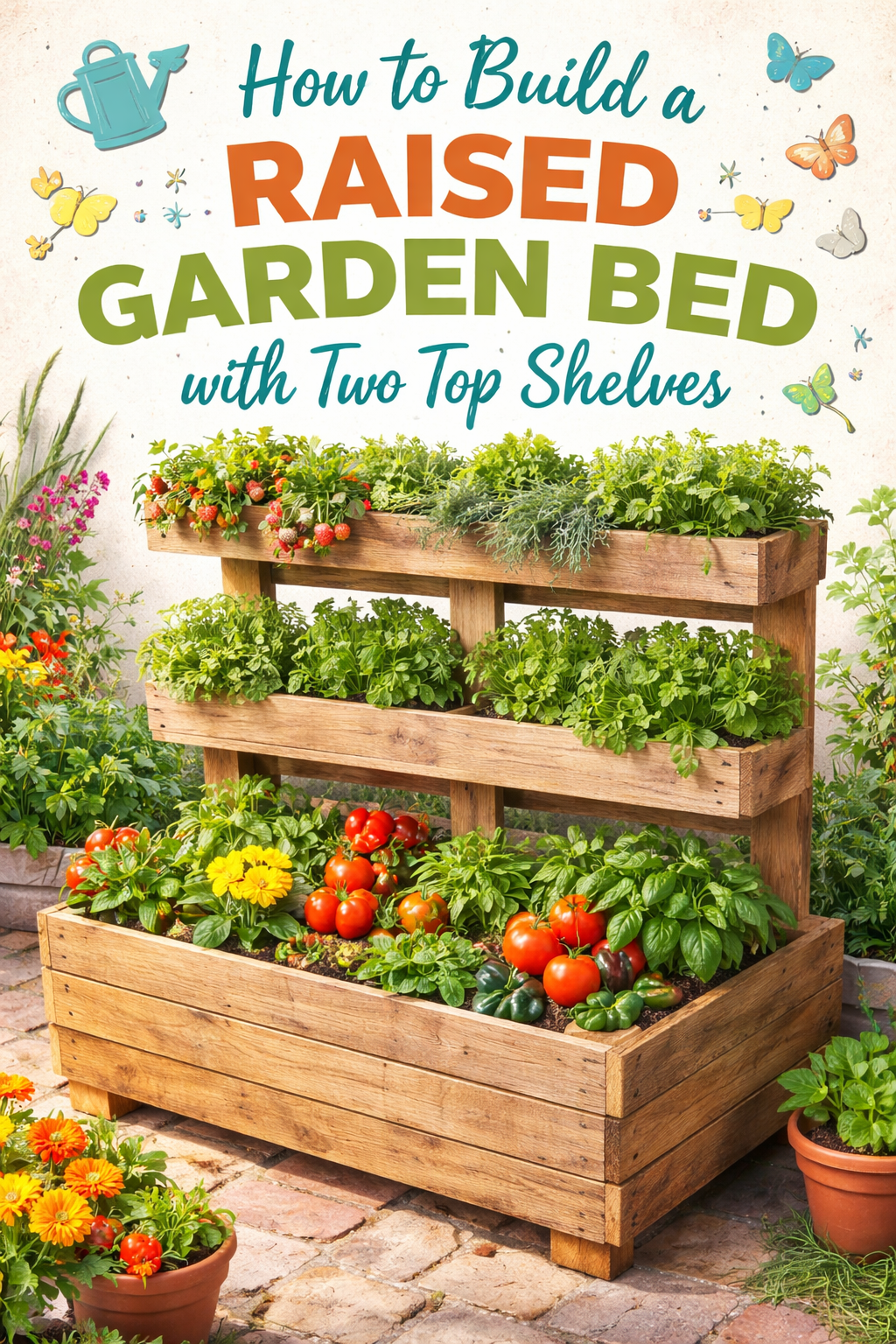 DIY: Raised Garden Bed with Two Top Shelves