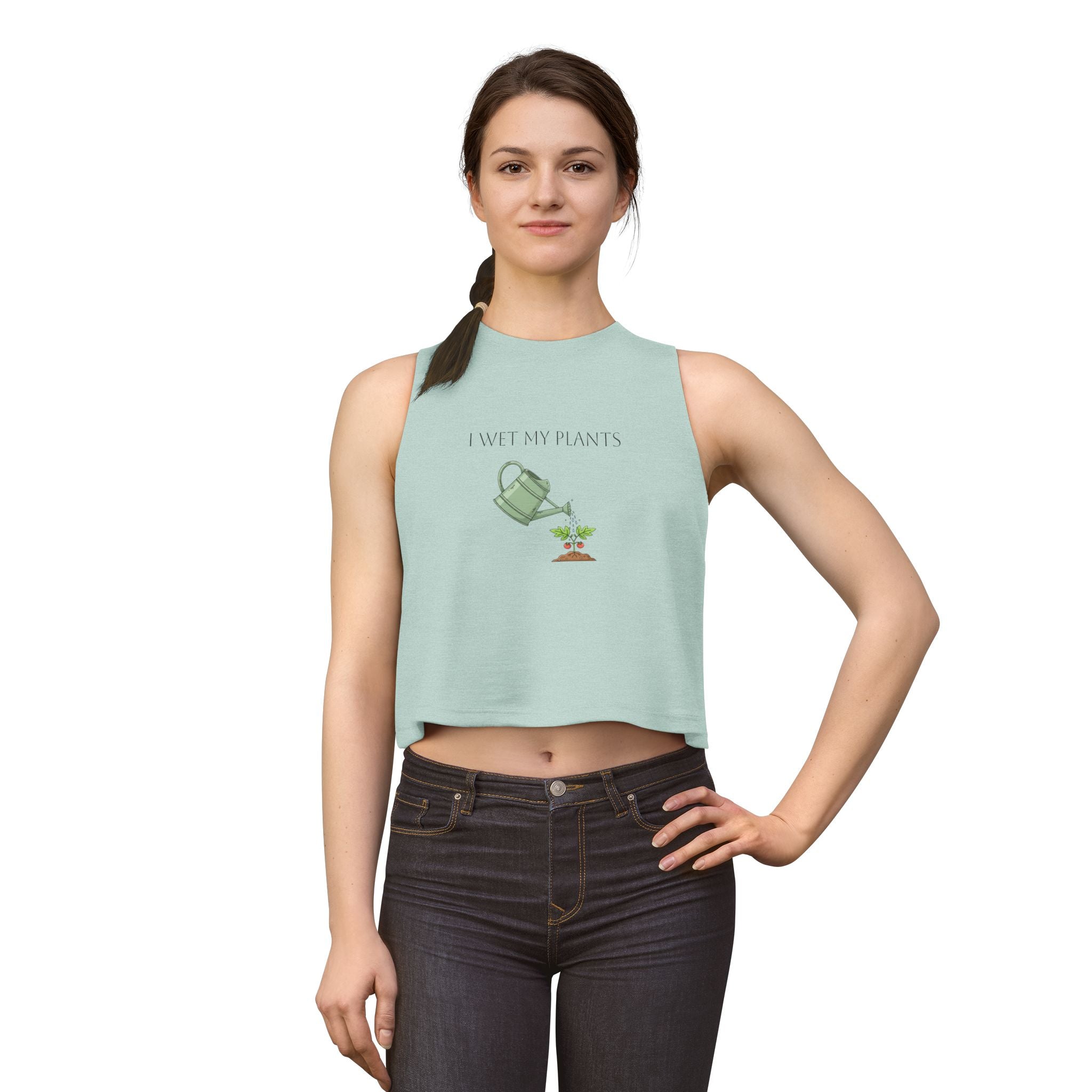 Crop Top — I Wet My Plants Watering Can Graphic (Women’s Gardening Tank)