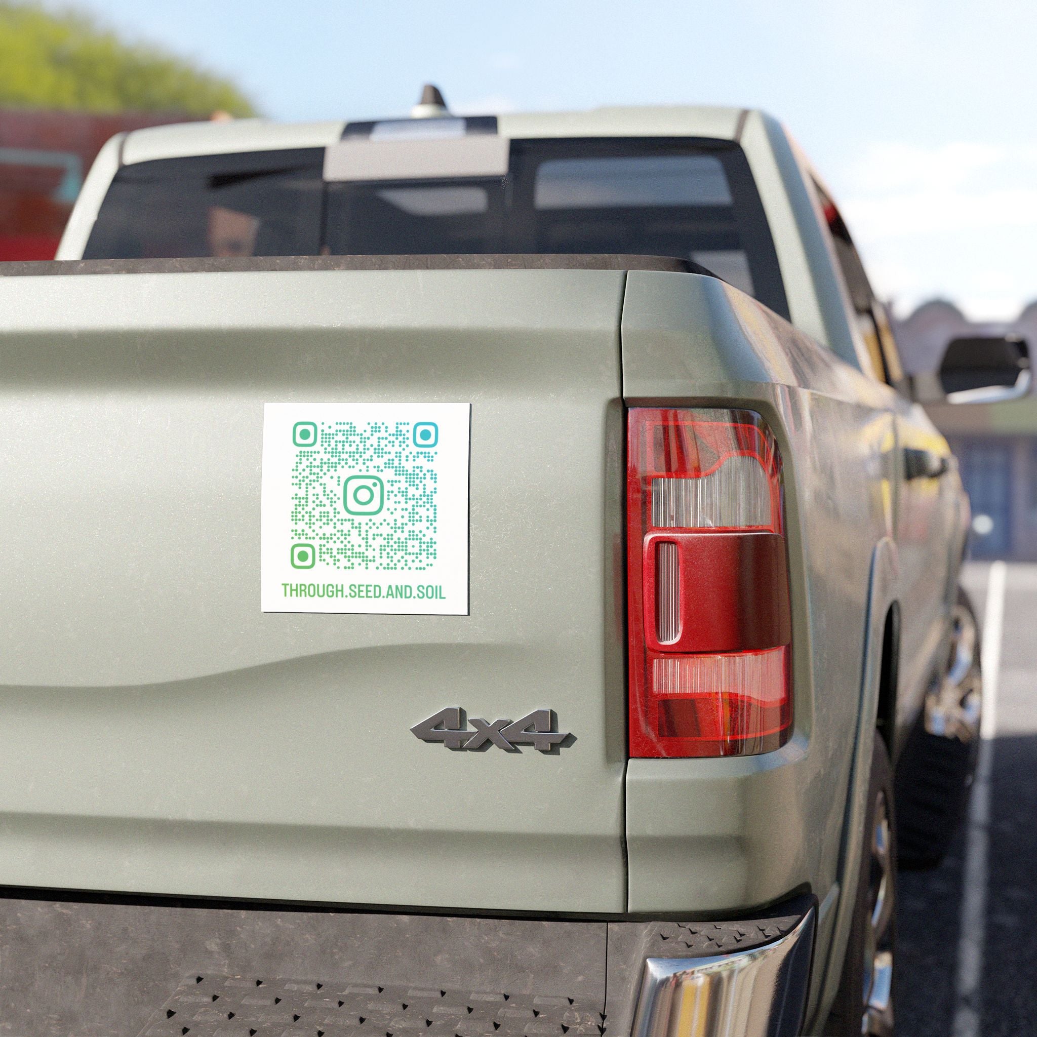 QR Code Car Magnet — 'THROUGH.SEED.AND.SOIL' Instagram Link Magnet for Cars