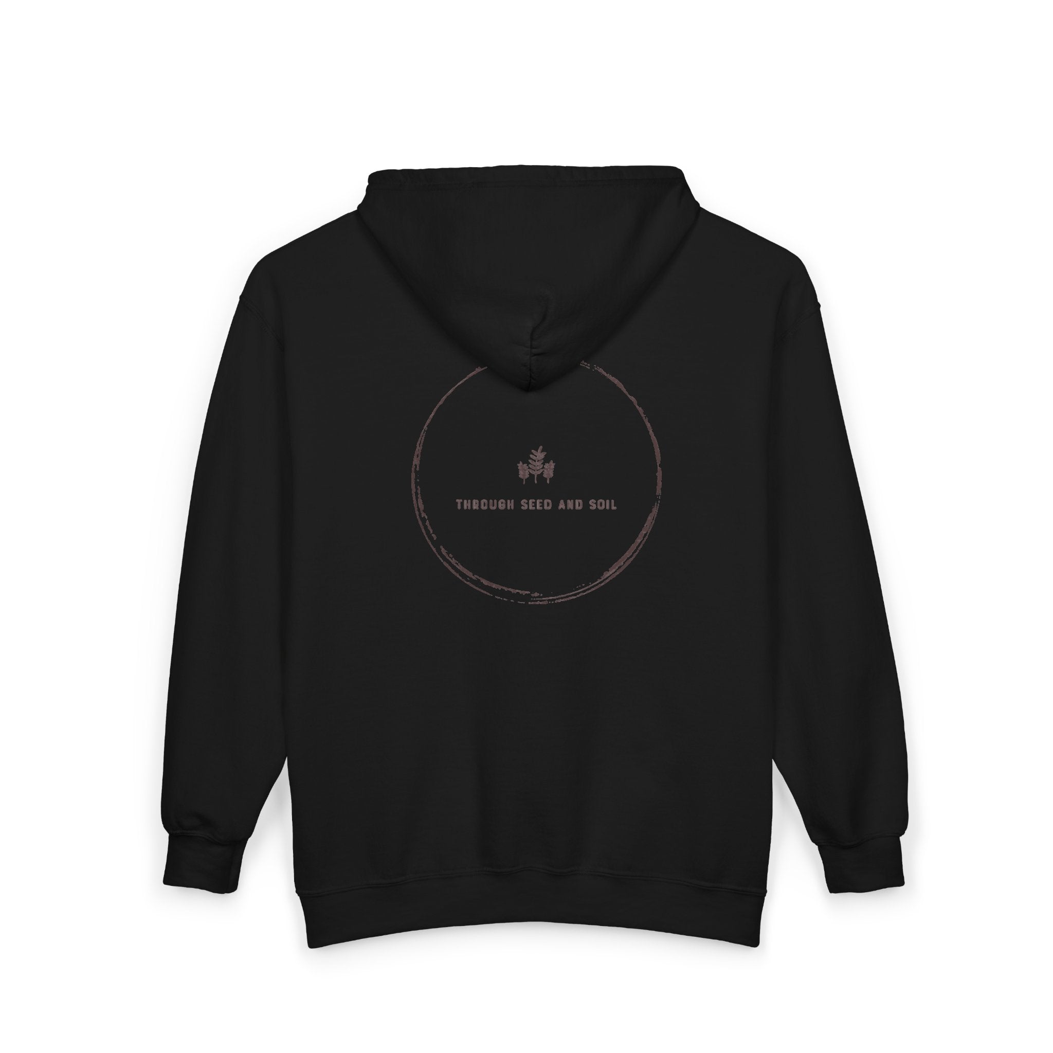 Minimalist 'Pressed Seed and Soil' Zip Hoodie — Eco Botanical Graphic