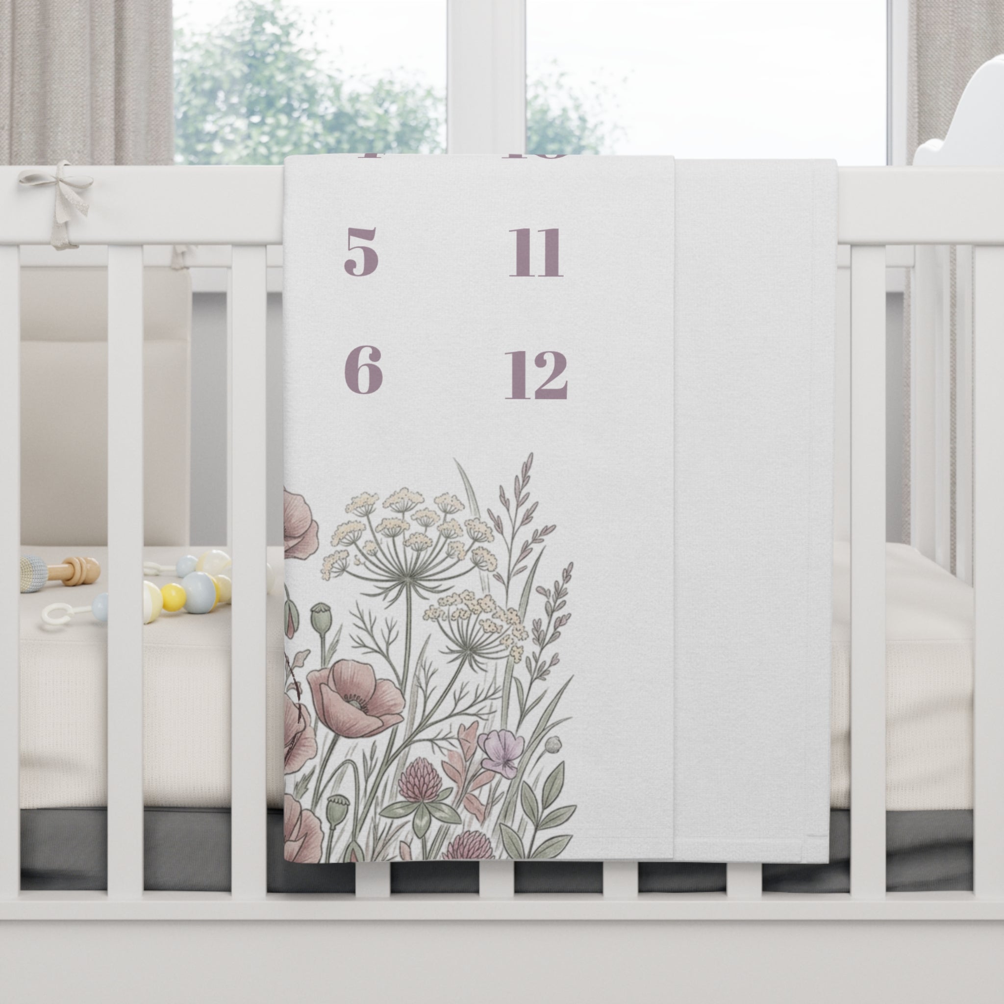 Floral Milestone Baby Blanket — "Watch Me Grow" Monthly Photo Prop