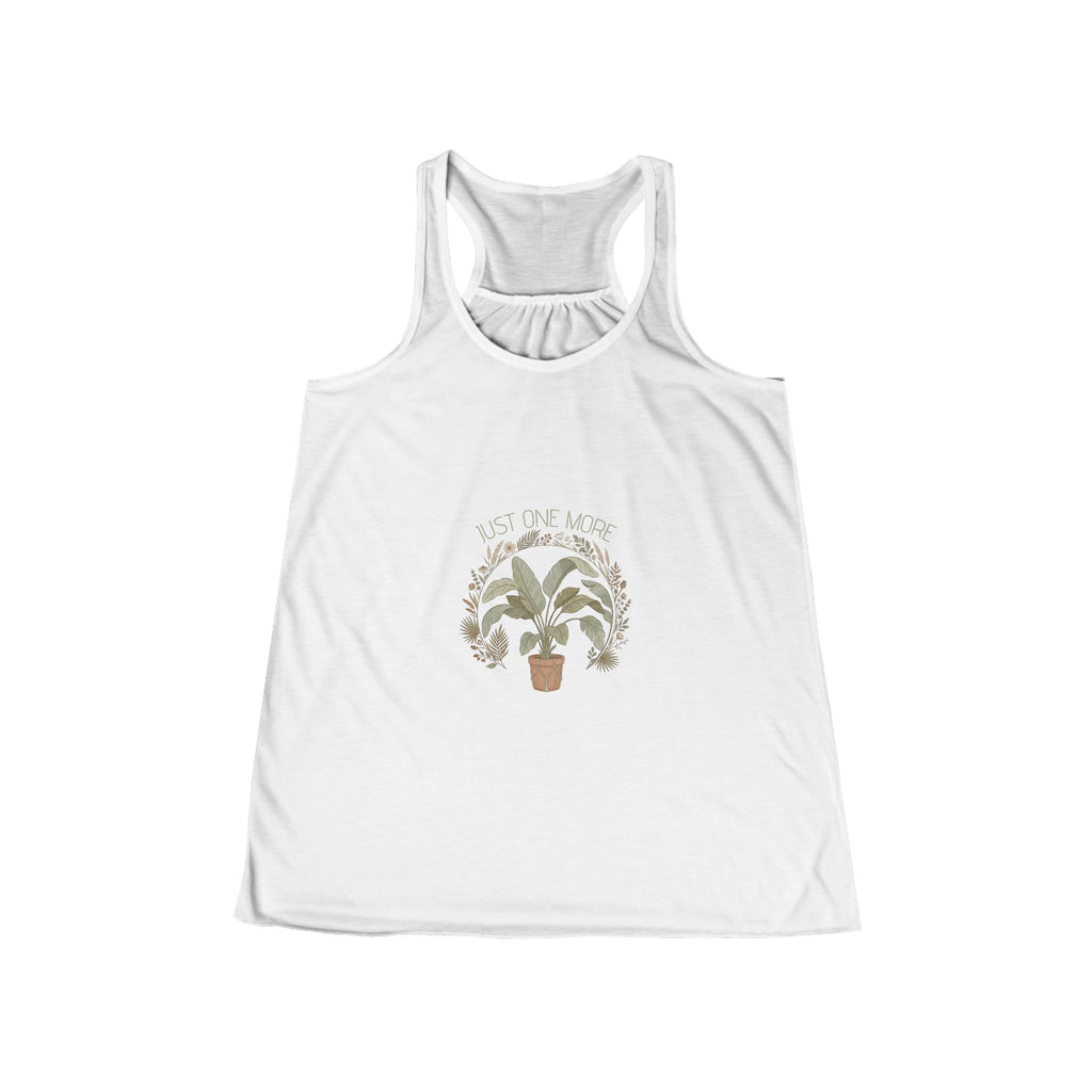 Plant Mom Racerback Tank – "Just One More" Potted Houseplant Graphic