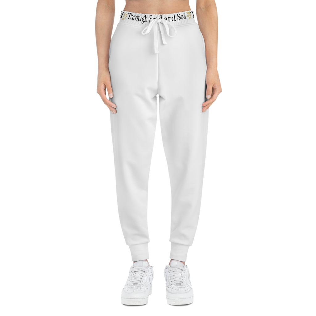 Through Seed and Soil Athletic Joggers — White Logo Waistband
