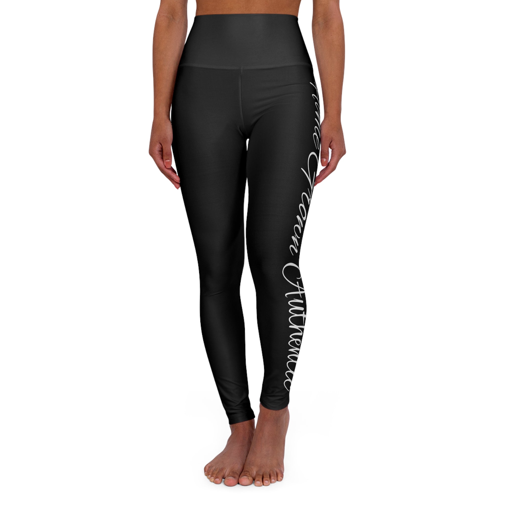 High-Waist Yoga Leggings — Side Script 'Believe' Activewear