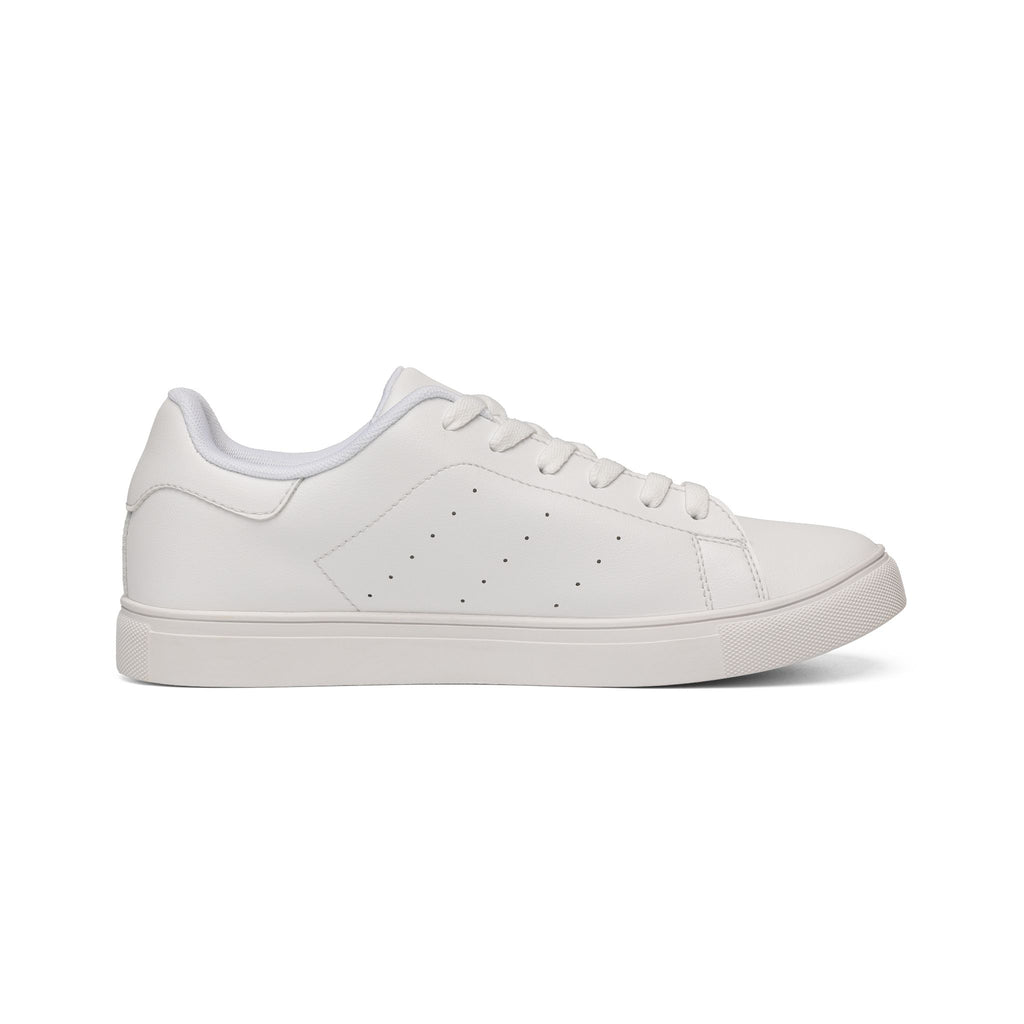 White Leather Low-Top Sneakers — Minimal Classic Casual Shoes