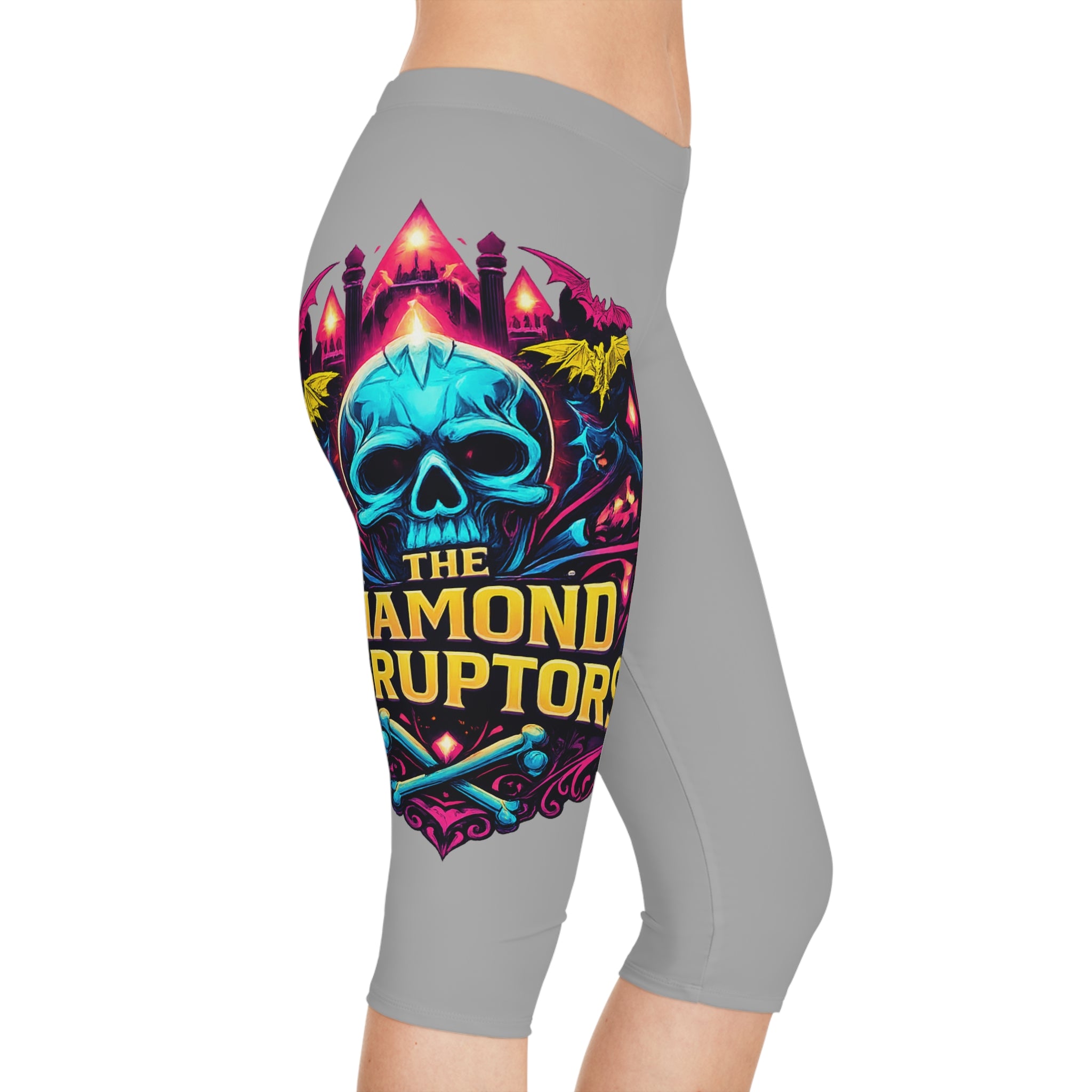 Skull & Bats Capri Leggings — The Diamond Disruptors Graphic Capri