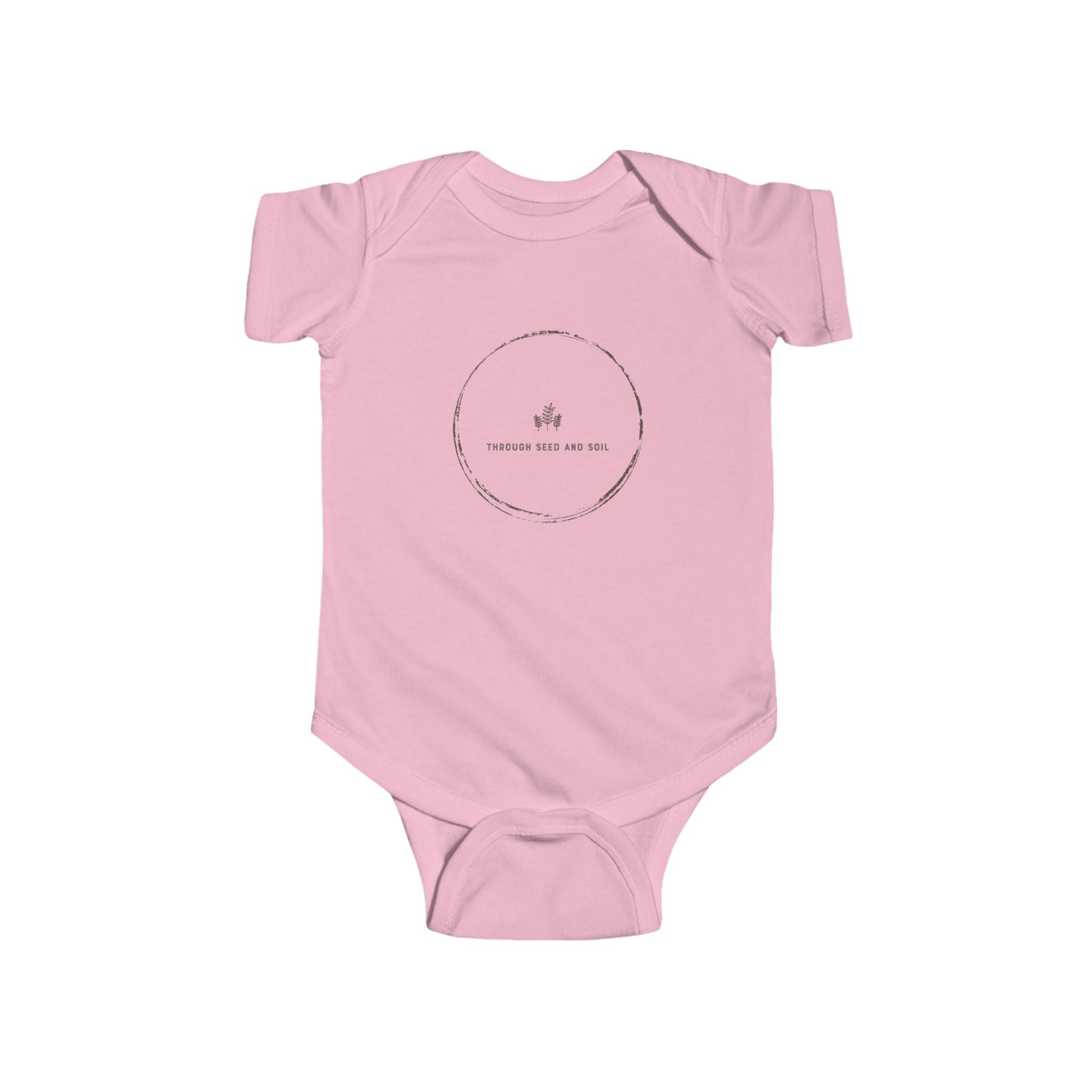 Infant Bodysuit with Minimalist Circle Logo & Back QR Code — Cute Newborn Baby Onesie