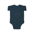 Infant Bodysuit with Minimalist Circle Logo & Back QR Code — Cute Newborn Baby Onesie