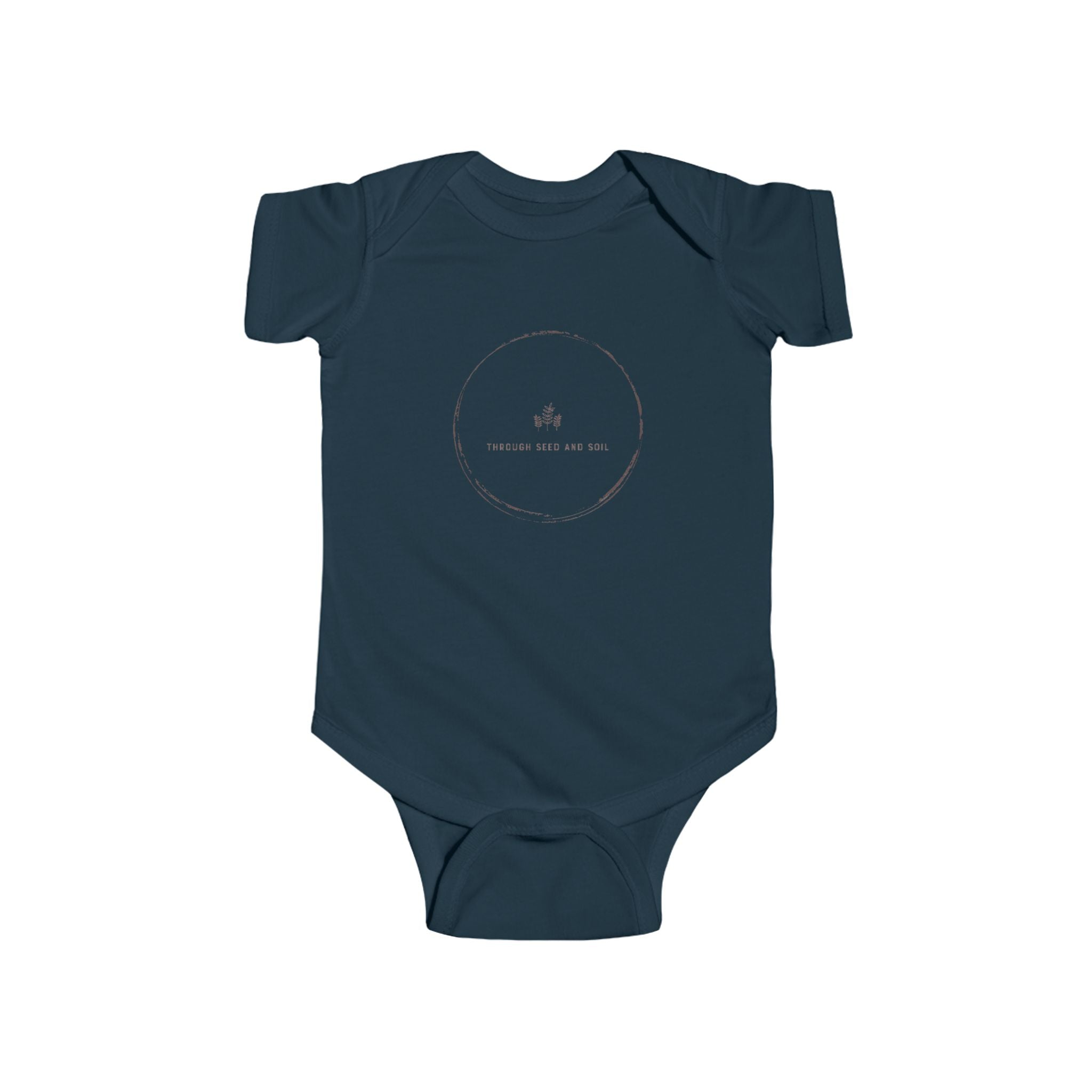 Infant Bodysuit with Minimalist Circle Logo & Back QR Code — Cute Newborn Baby Onesie