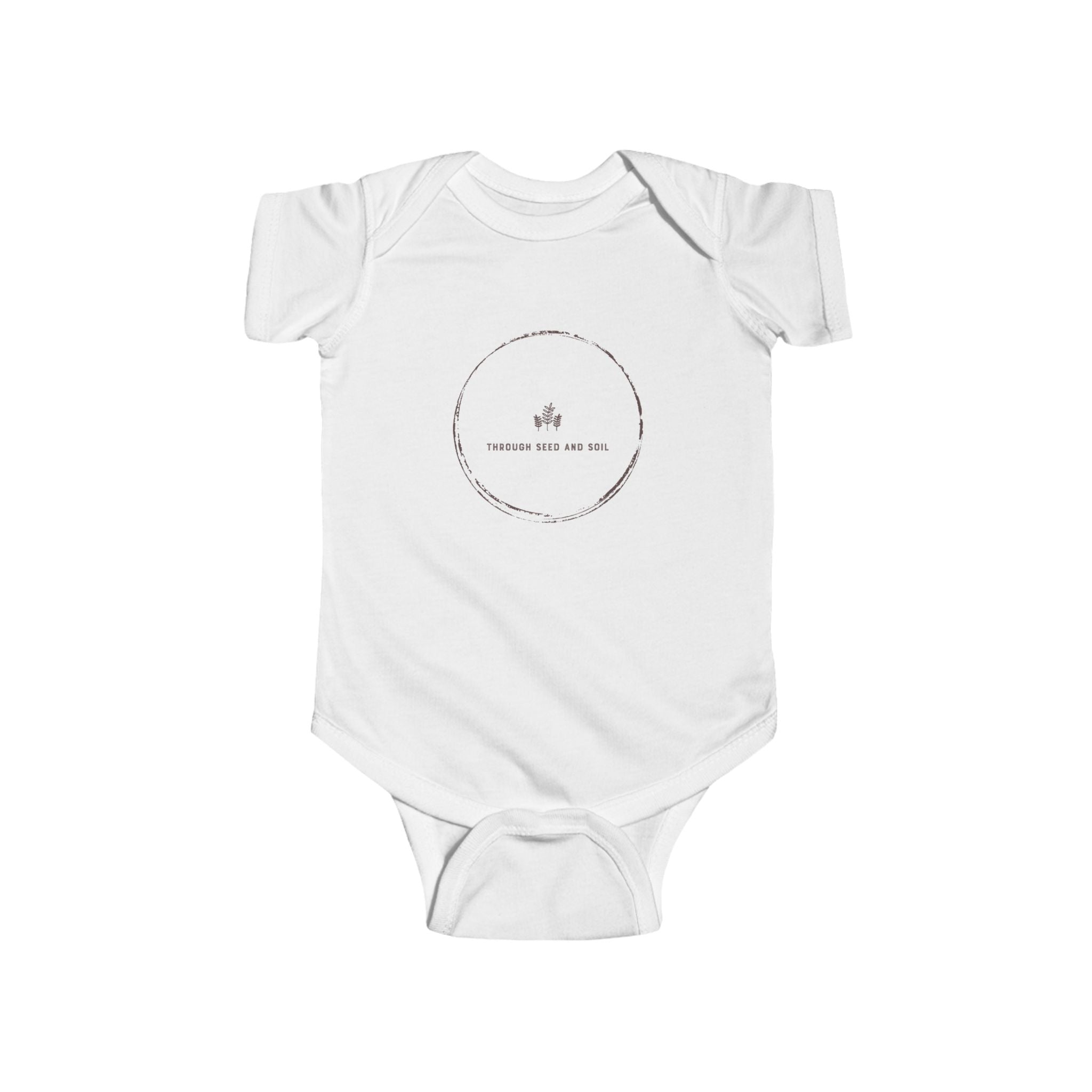 Infant Bodysuit with Minimalist Circle Logo & Back QR Code — Cute Newborn Baby Onesie