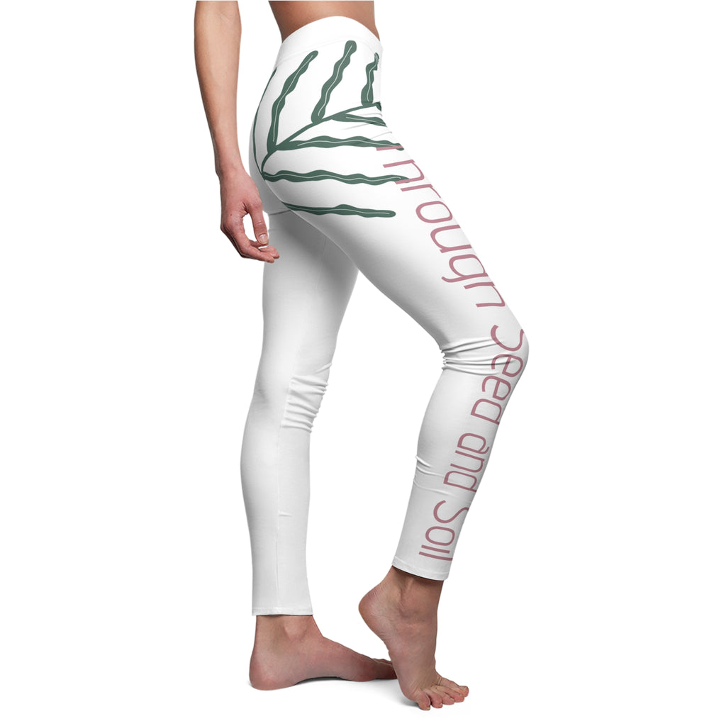 Seed and Soil Floral Leggings — "Through Seed and Soil" Garden Quote Leggings