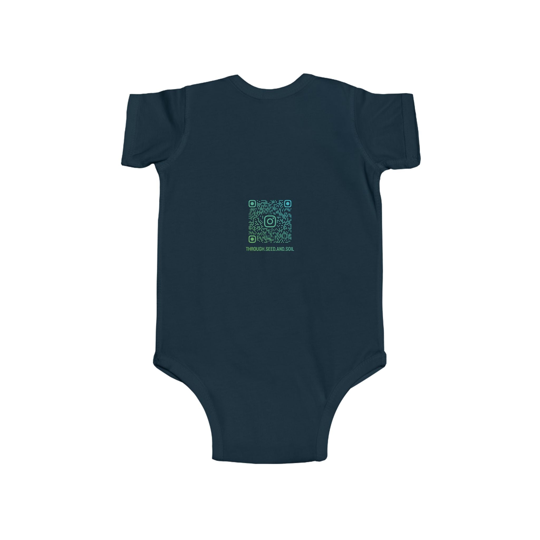 Infant Bodysuit with Minimalist Circle Logo & Back QR Code — Cute Newborn Baby Onesie
