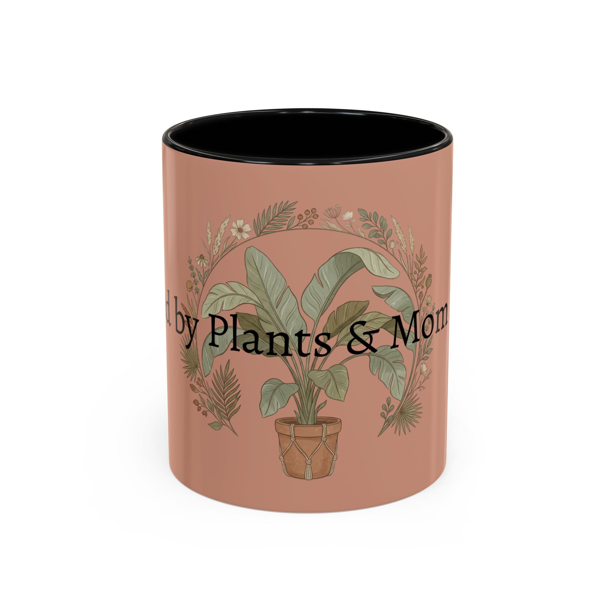 Plant Mom Energy Accent Coffee Mug — Floral Potted Plant Design (11/15 oz)