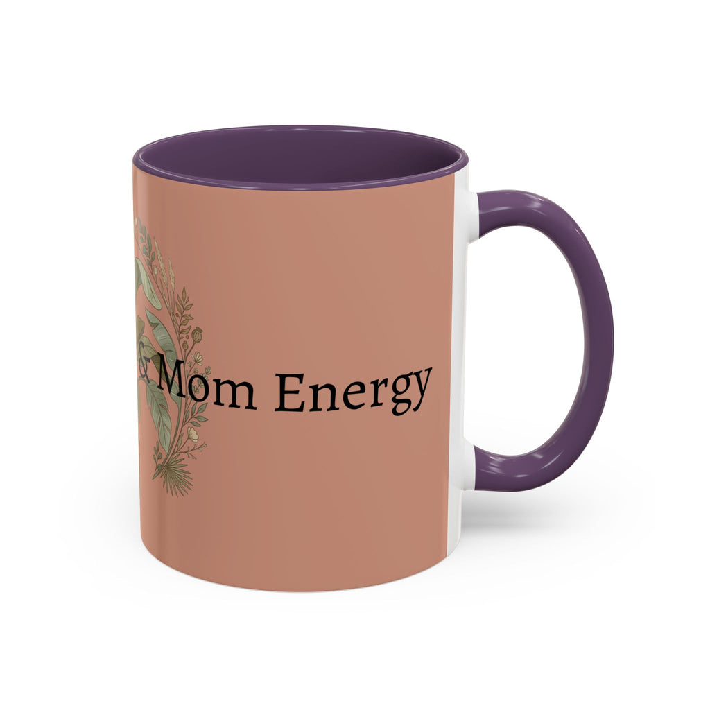 Plant Mom Energy Accent Coffee Mug — Floral Potted Plant Design (11/15 oz)