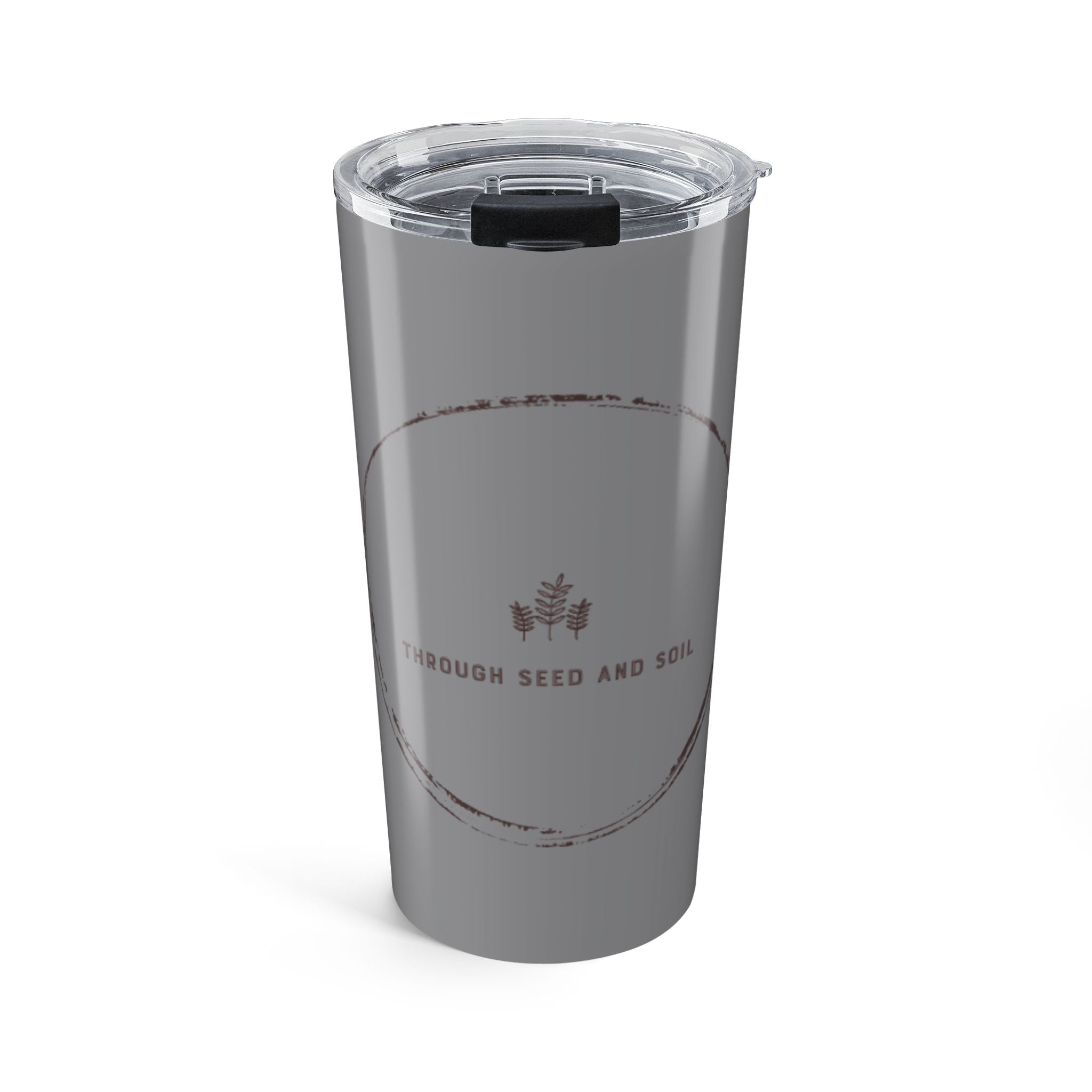 20oz Stainless Tumbler – 'Through Seed and Soil' Minimal Farmhouse Travel Mug