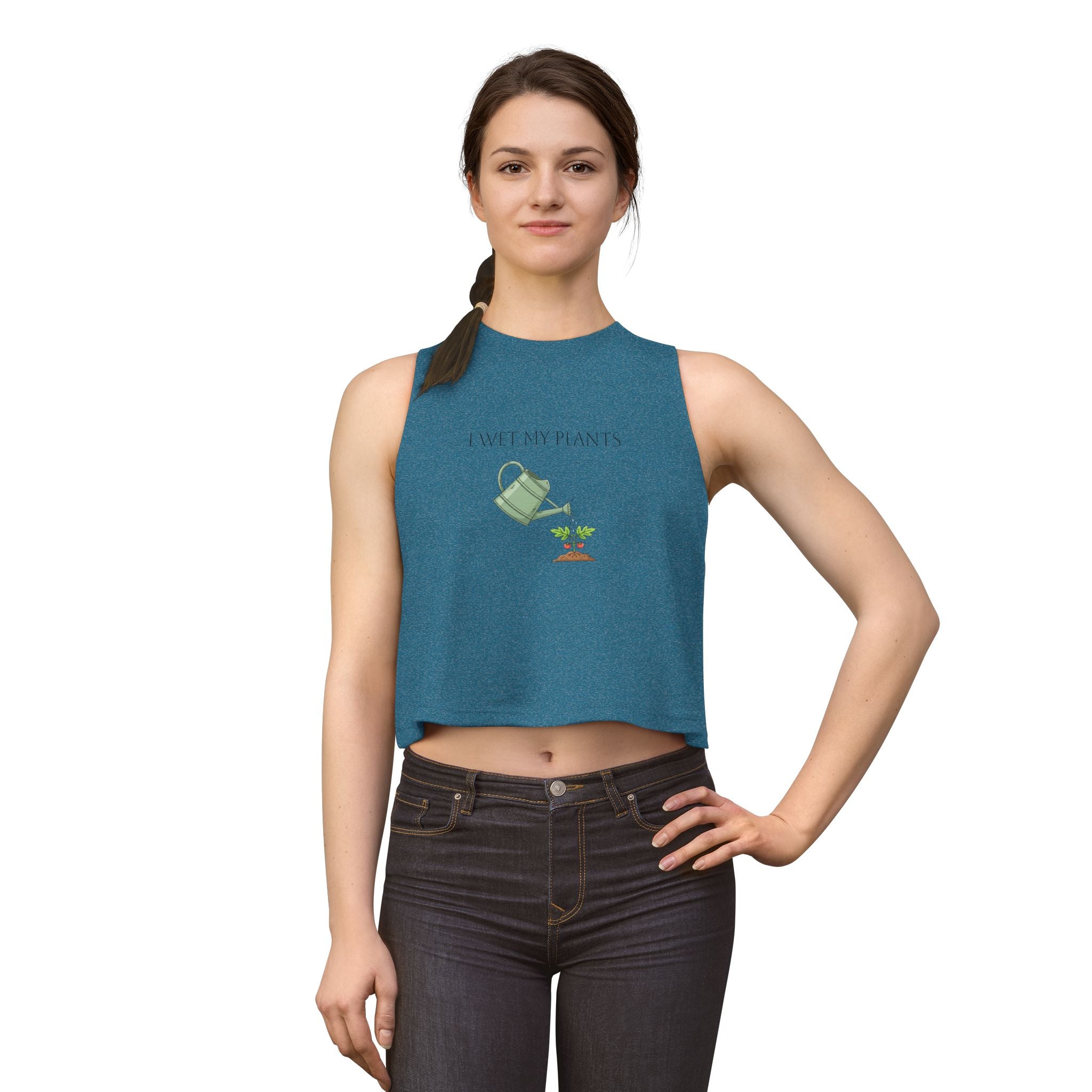 Crop Top — I Wet My Plants Watering Can Graphic (Women’s Gardening Tank)