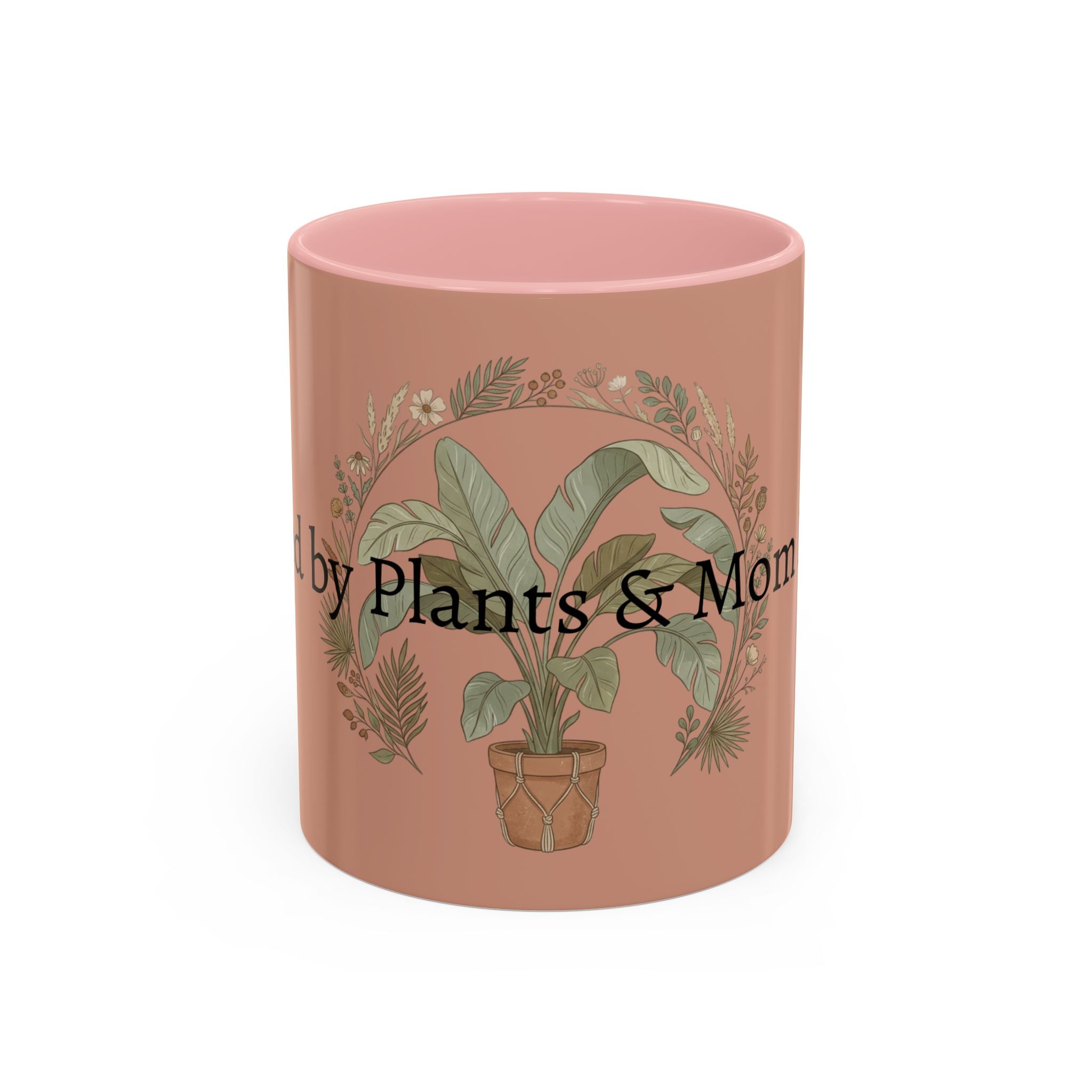 Plant Mom Energy Accent Coffee Mug — Floral Potted Plant Design (11/15 oz)