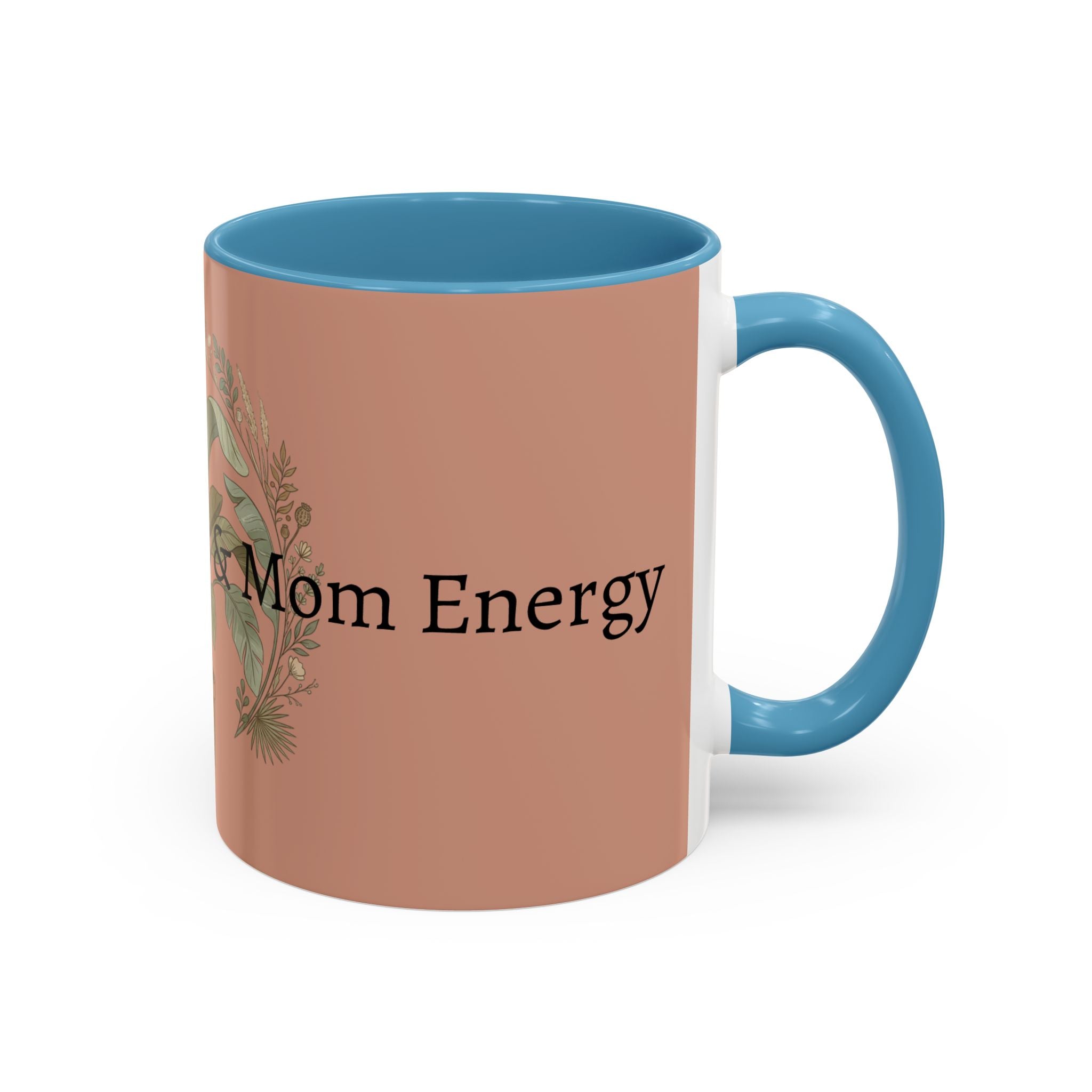 Plant Mom Energy Accent Coffee Mug — Floral Potted Plant Design (11/15 oz)