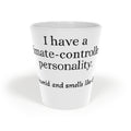 Latte Mug — “I have a climate-controlled personality” Funny Strawberry Coffee Cup, 12oz