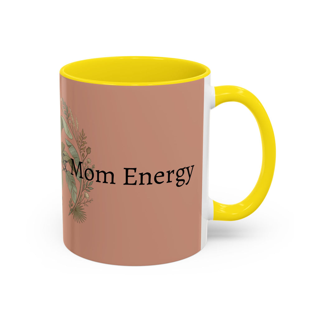 Plant Mom Energy Accent Coffee Mug — Floral Potted Plant Design (11/15 oz)