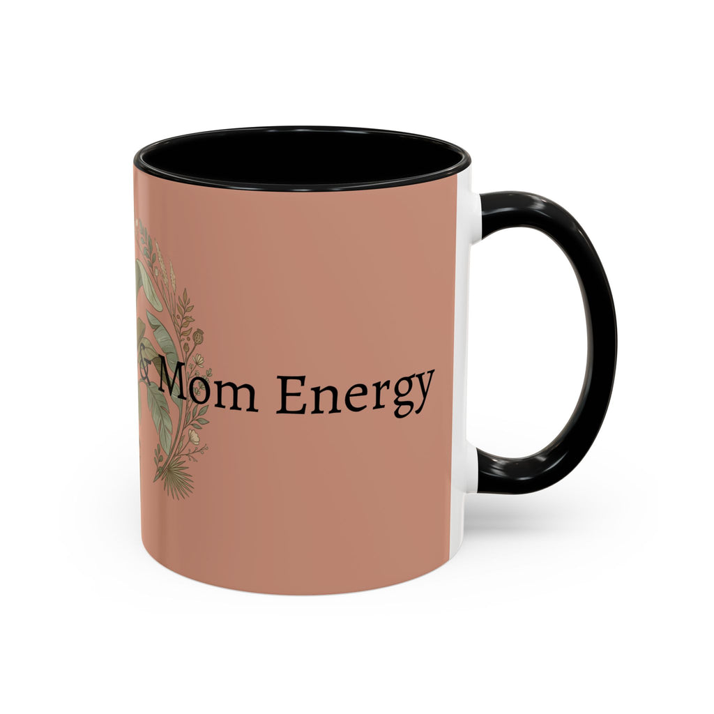 Plant Mom Energy Accent Coffee Mug — Floral Potted Plant Design (11/15 oz)