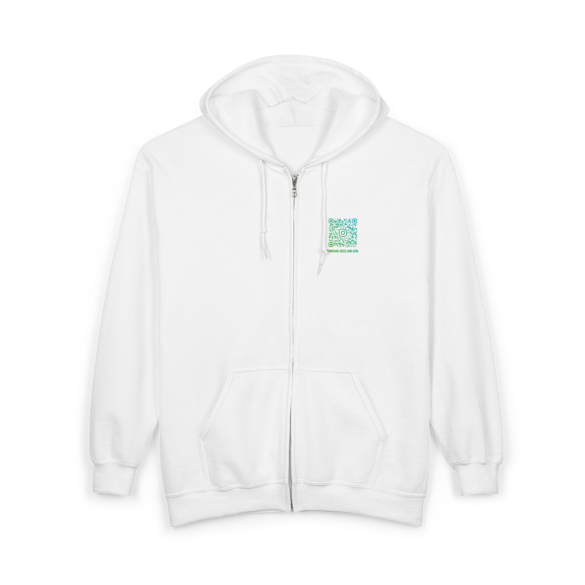 Minimalist 'Pressed Seed and Soil' Zip Hoodie — Eco Botanical Graphic