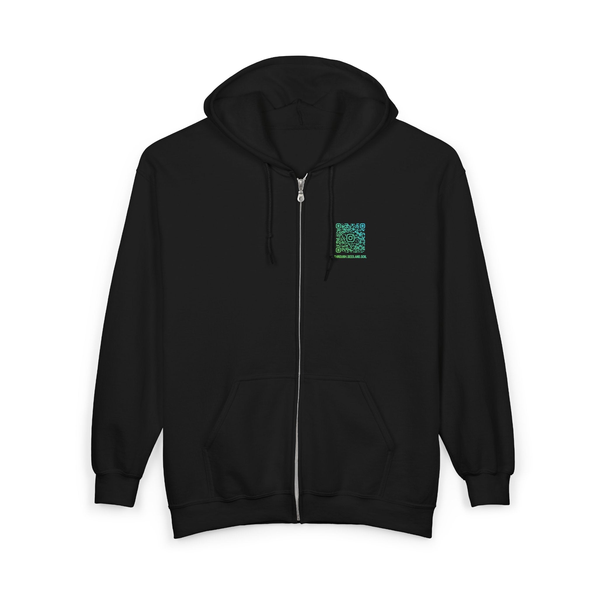 Minimalist 'Pressed Seed and Soil' Zip Hoodie — Eco Botanical Graphic