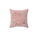 Welcome Spring Floral Pillow — Pink Decorative Throw Pillow with 'Welcome Spring' Typography