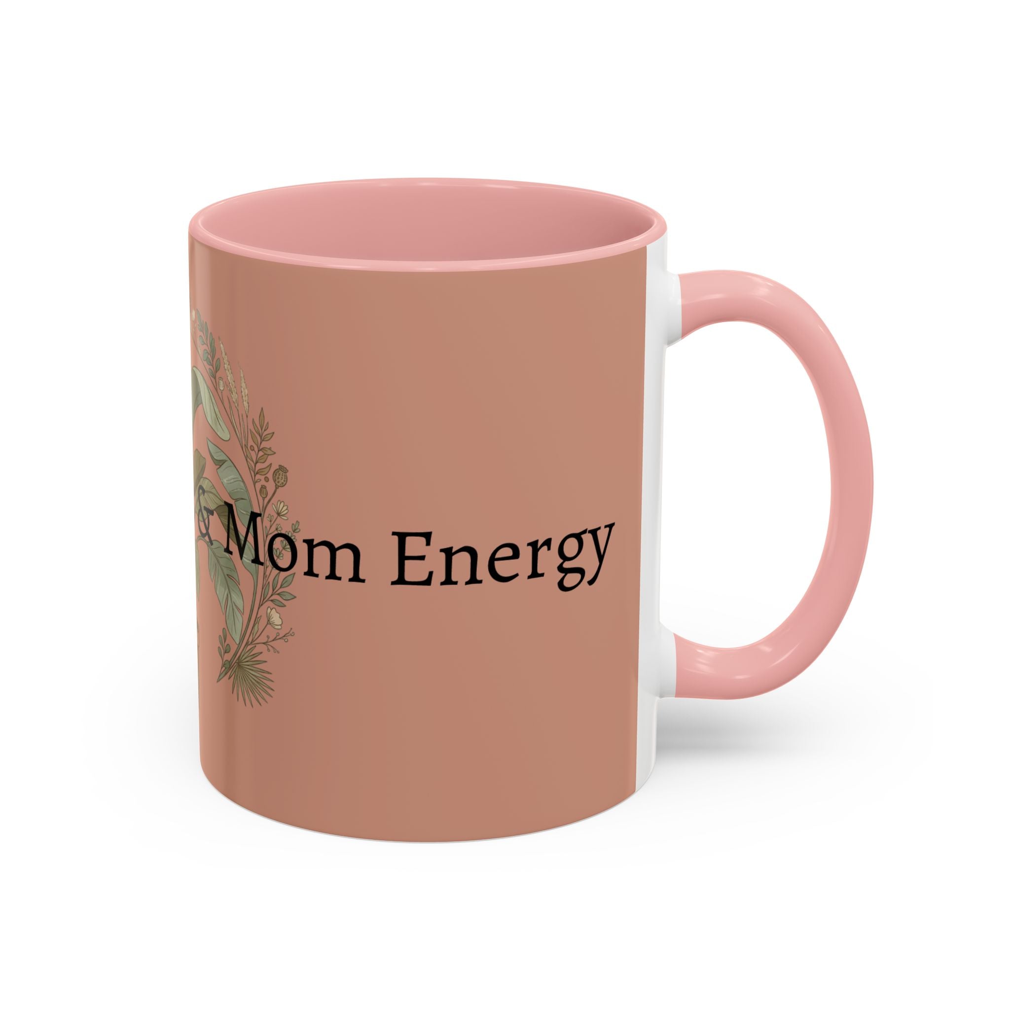 Plant Mom Energy Accent Coffee Mug — Floral Potted Plant Design (11/15 oz)