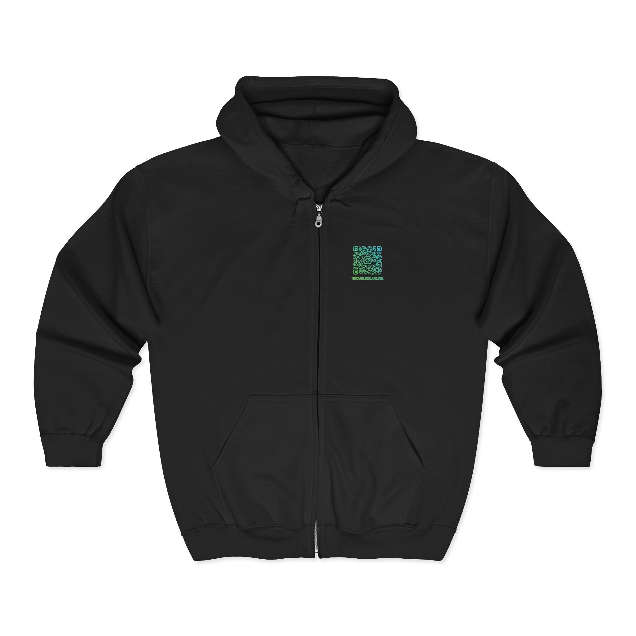 Minimalist 'Pressed Seed and Soil' Zip Hoodie — Eco Botanical Graphic