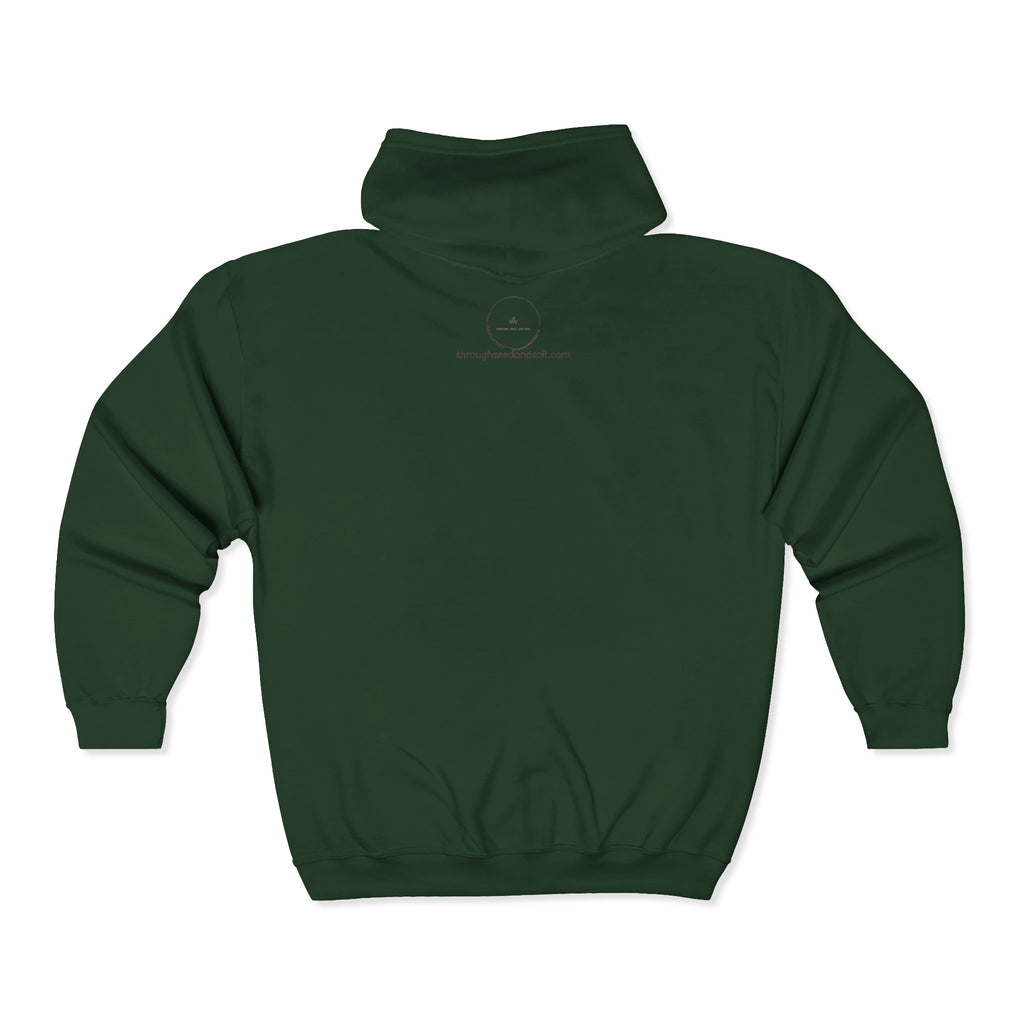 Stay Grounded Zip Hoodie — Earthy Nature Graphic Full-Zip Sweatshirt