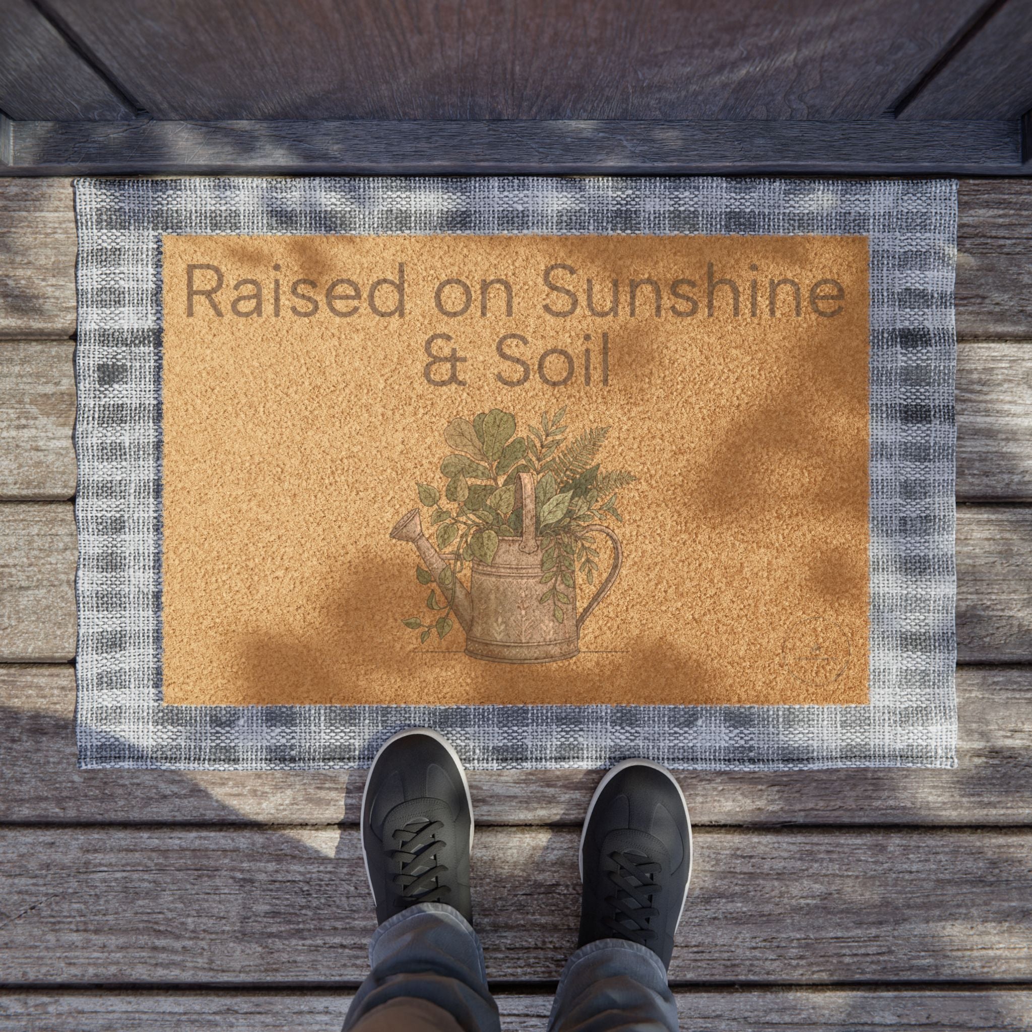 Raised on Sunshine & Soil Doormat — Gardeners’ Welcome Coir Mat