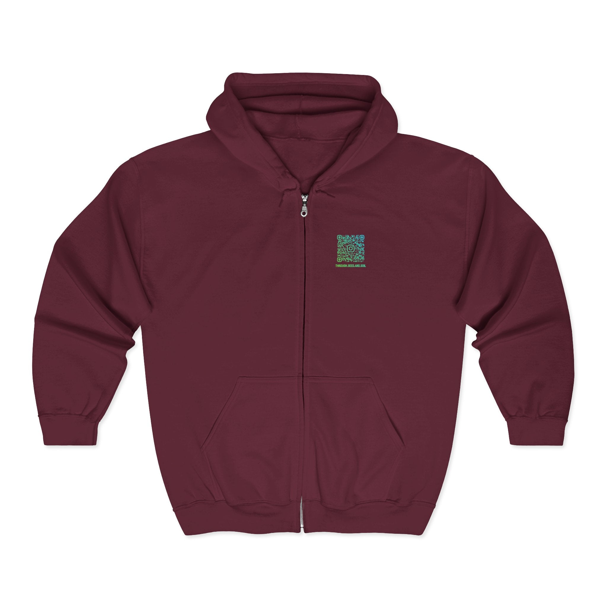 Minimalist 'Pressed Seed and Soil' Zip Hoodie — Eco Botanical Graphic
