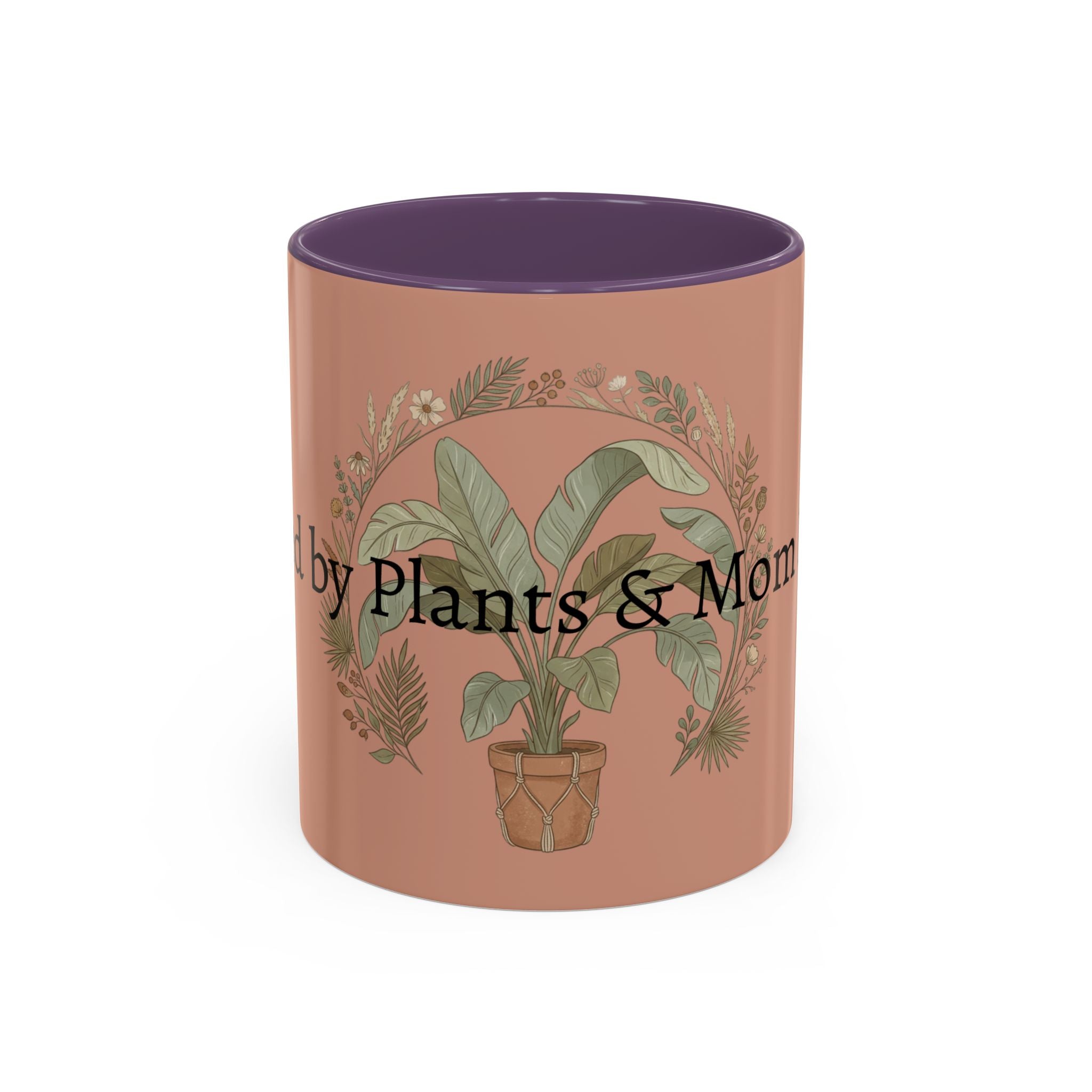 Plant Mom Energy Accent Coffee Mug — Floral Potted Plant Design (11/15 oz)