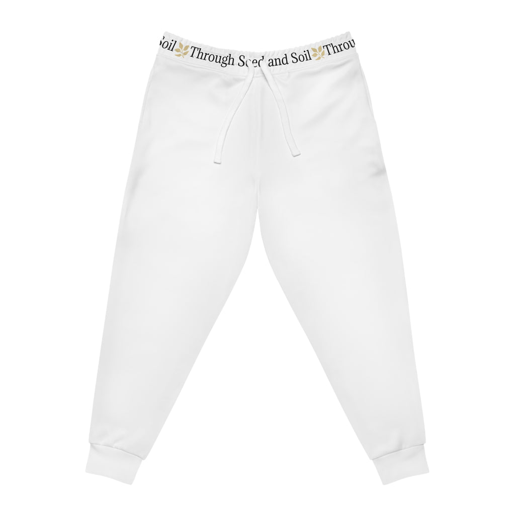 Through Seed and Soil Athletic Joggers — White Logo Waistband