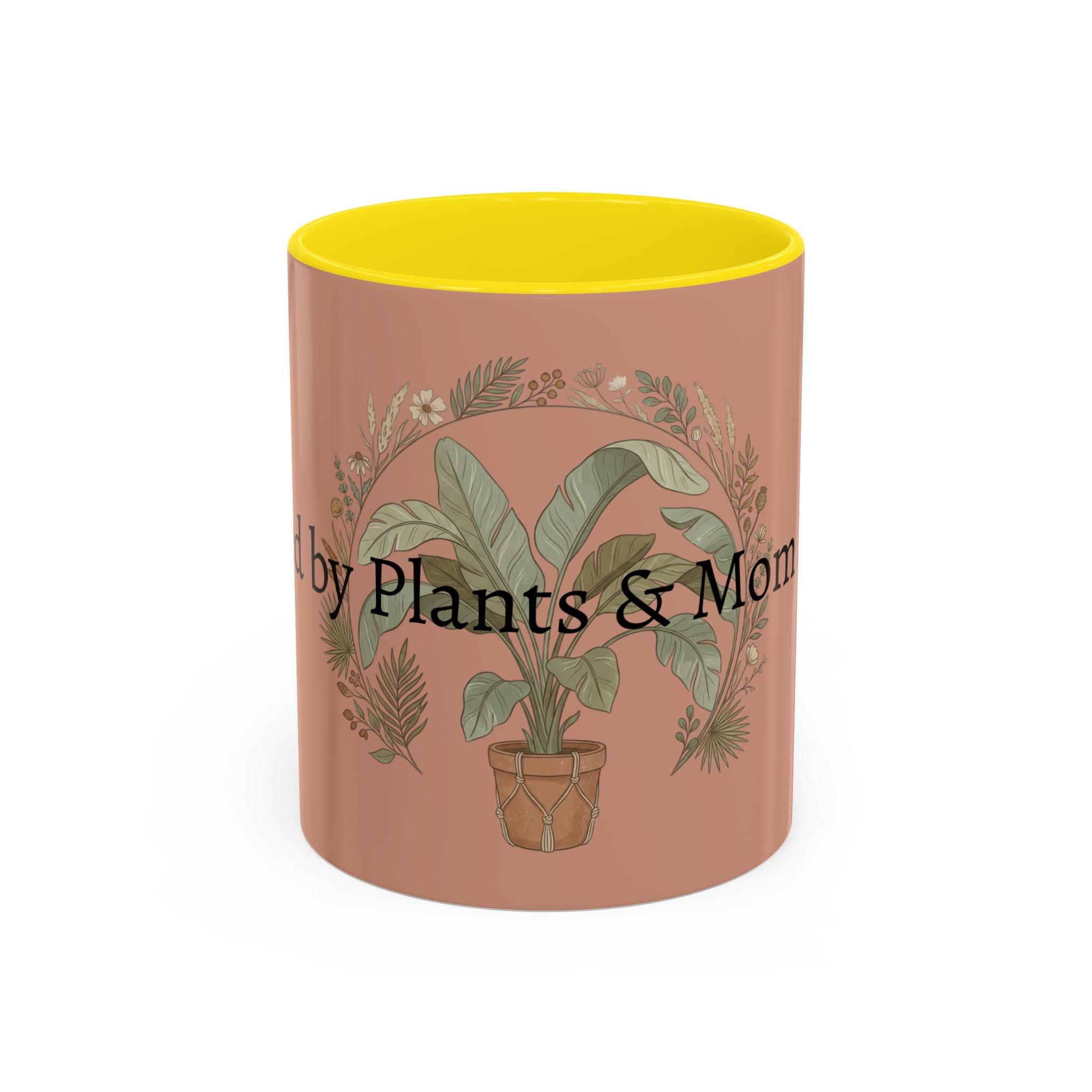 Plant Mom Energy Accent Coffee Mug — Floral Potted Plant Design (11/15 oz)