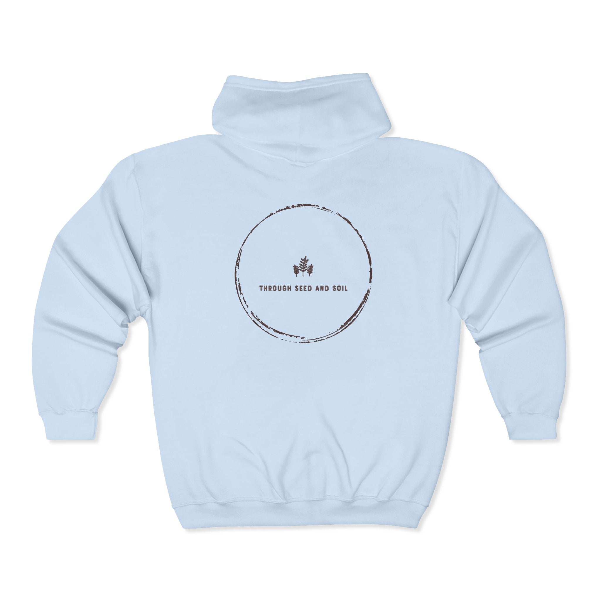 Minimalist 'Pressed Seed and Soil' Zip Hoodie — Eco Botanical Graphic