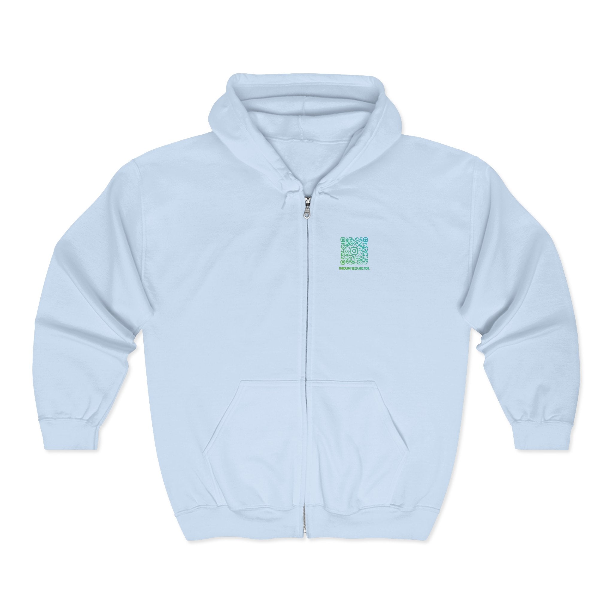 Minimalist 'Pressed Seed and Soil' Zip Hoodie — Eco Botanical Graphic