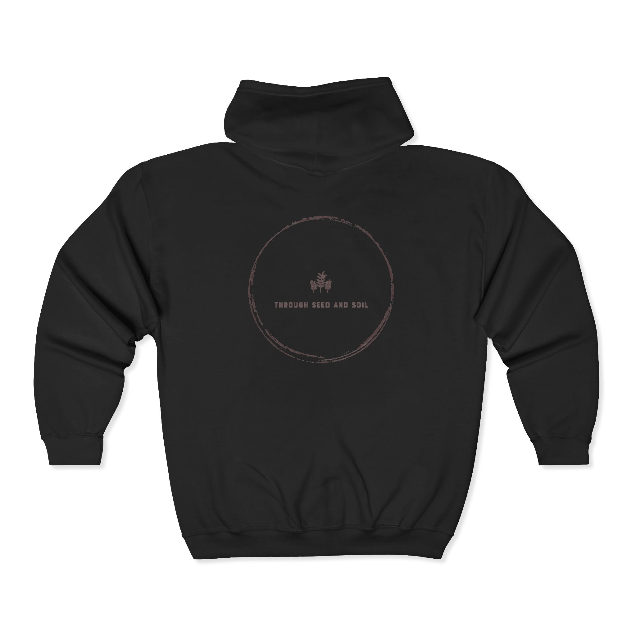 Minimalist 'Pressed Seed and Soil' Zip Hoodie — Eco Botanical Graphic