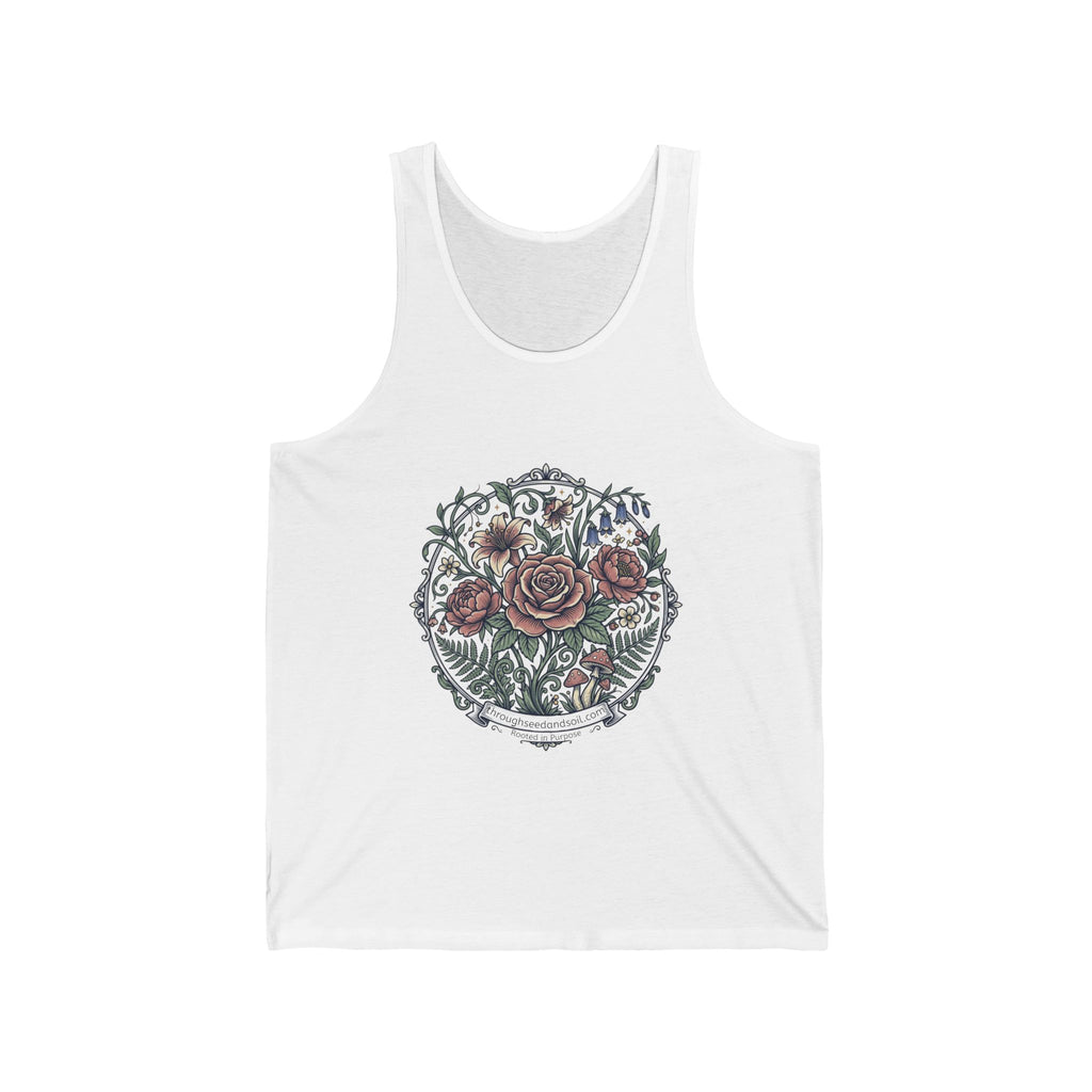 Floral Rose Wreath Tank Top — Vintage Botanical Graphic Tank