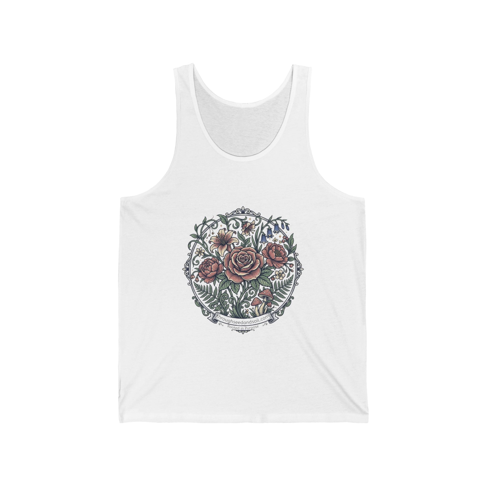 Floral Rose Wreath Tank Top — Vintage Botanical Graphic Tank