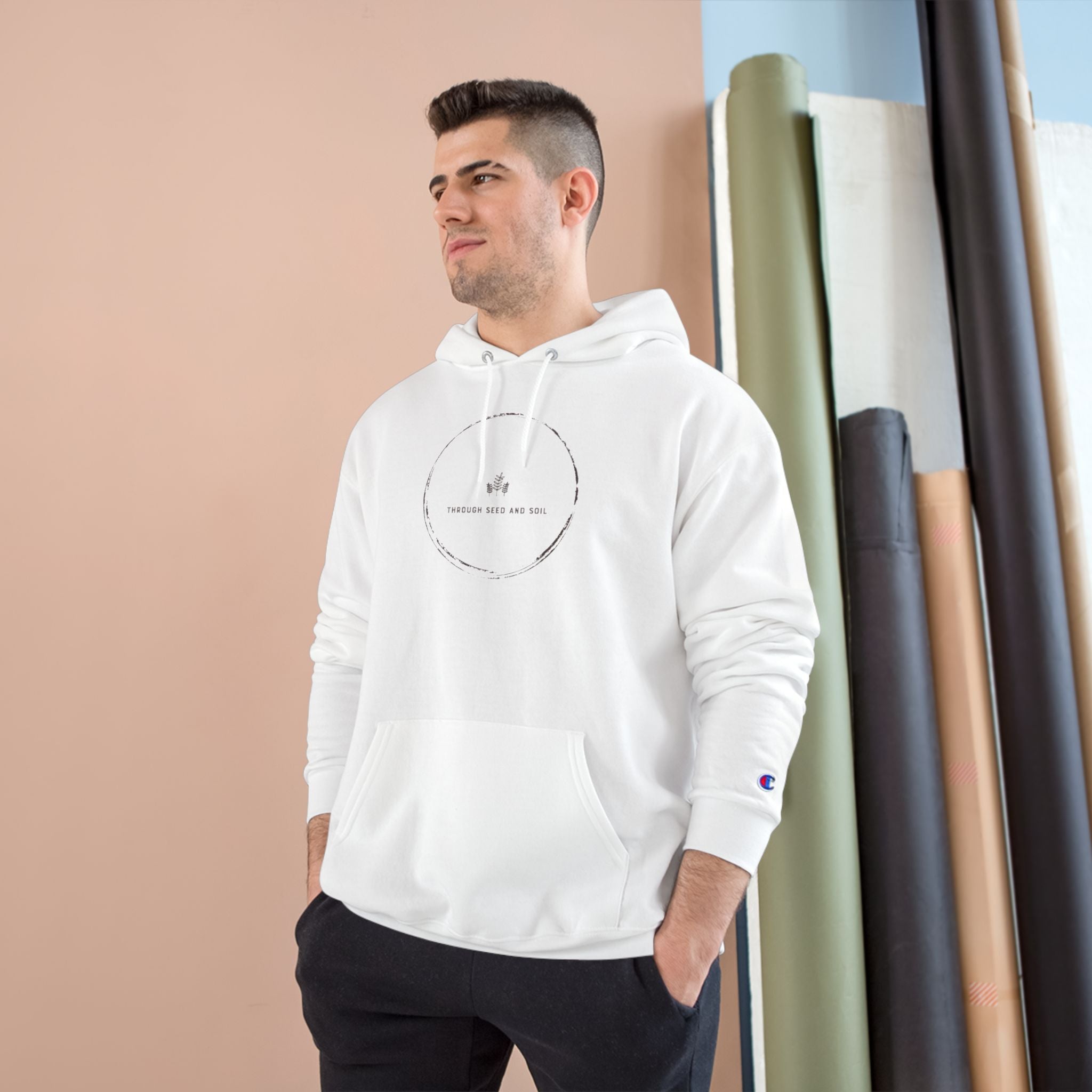 Champion Hoodie — Minimal Circle Logo Pullover