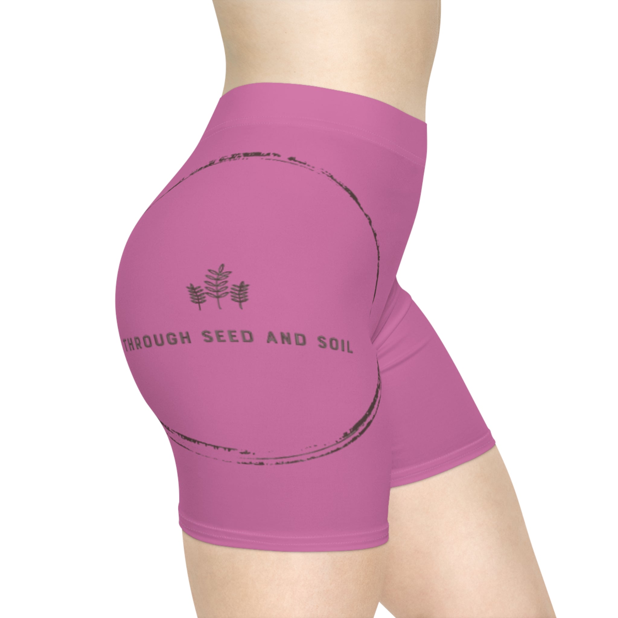 Floral Circle Women's Biker Shorts — Pink All-Over Print Activewear