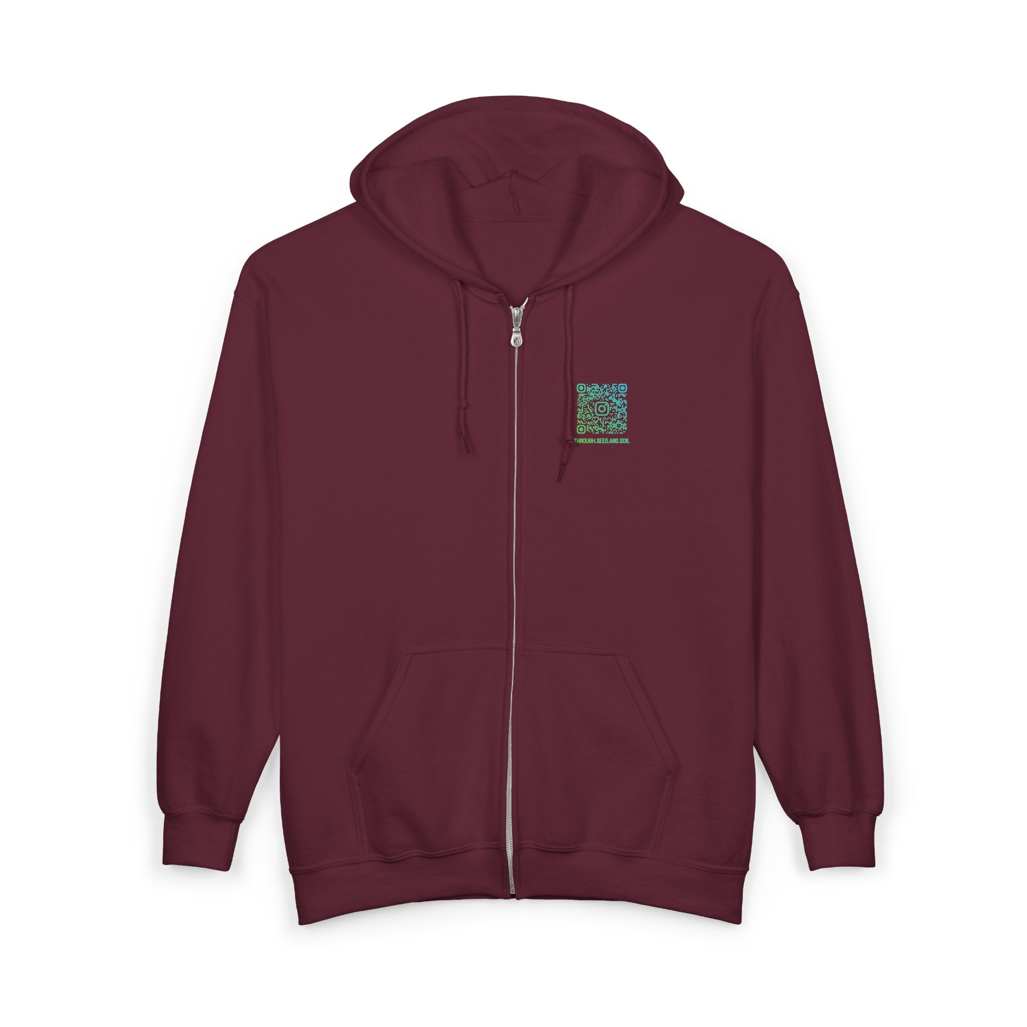 Minimalist 'Pressed Seed and Soil' Zip Hoodie — Eco Botanical Graphic