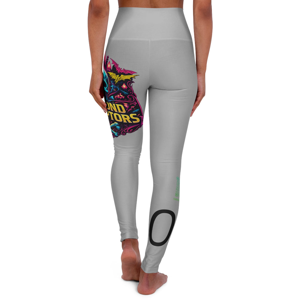 High-Waisted Yoga Leggings — Neon Bat Graphic “Diamond Disruptors”
