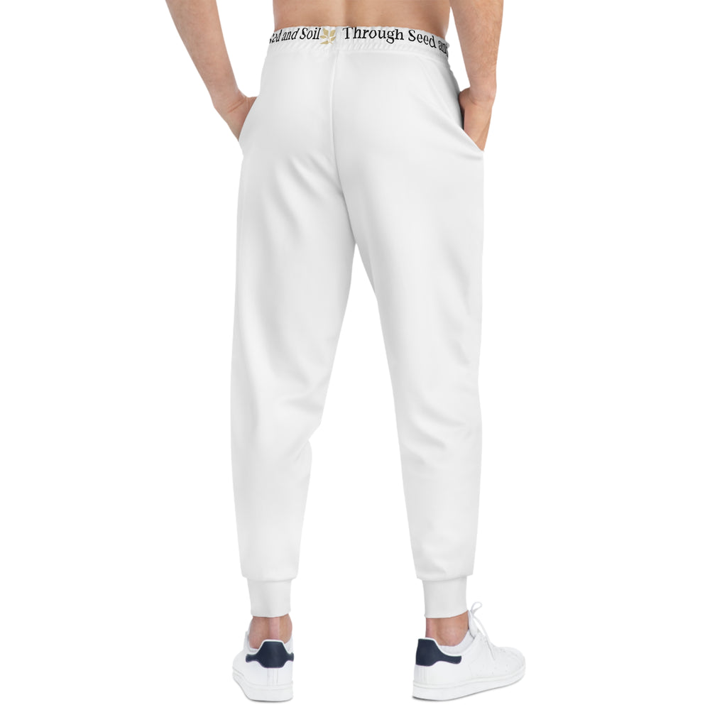 Through Seed and Soil Athletic Joggers — White Logo Waistband
