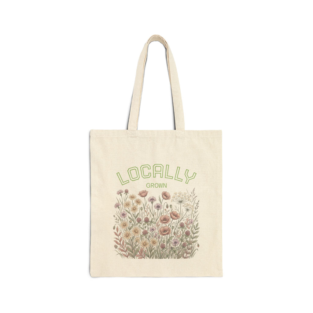 Locally Grown Floral Tote Bag – Cotton Canvas Market Bag