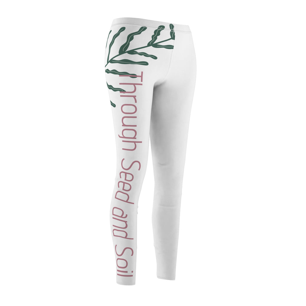 Seed and Soil Floral Leggings — "Through Seed and Soil" Garden Quote Leggings